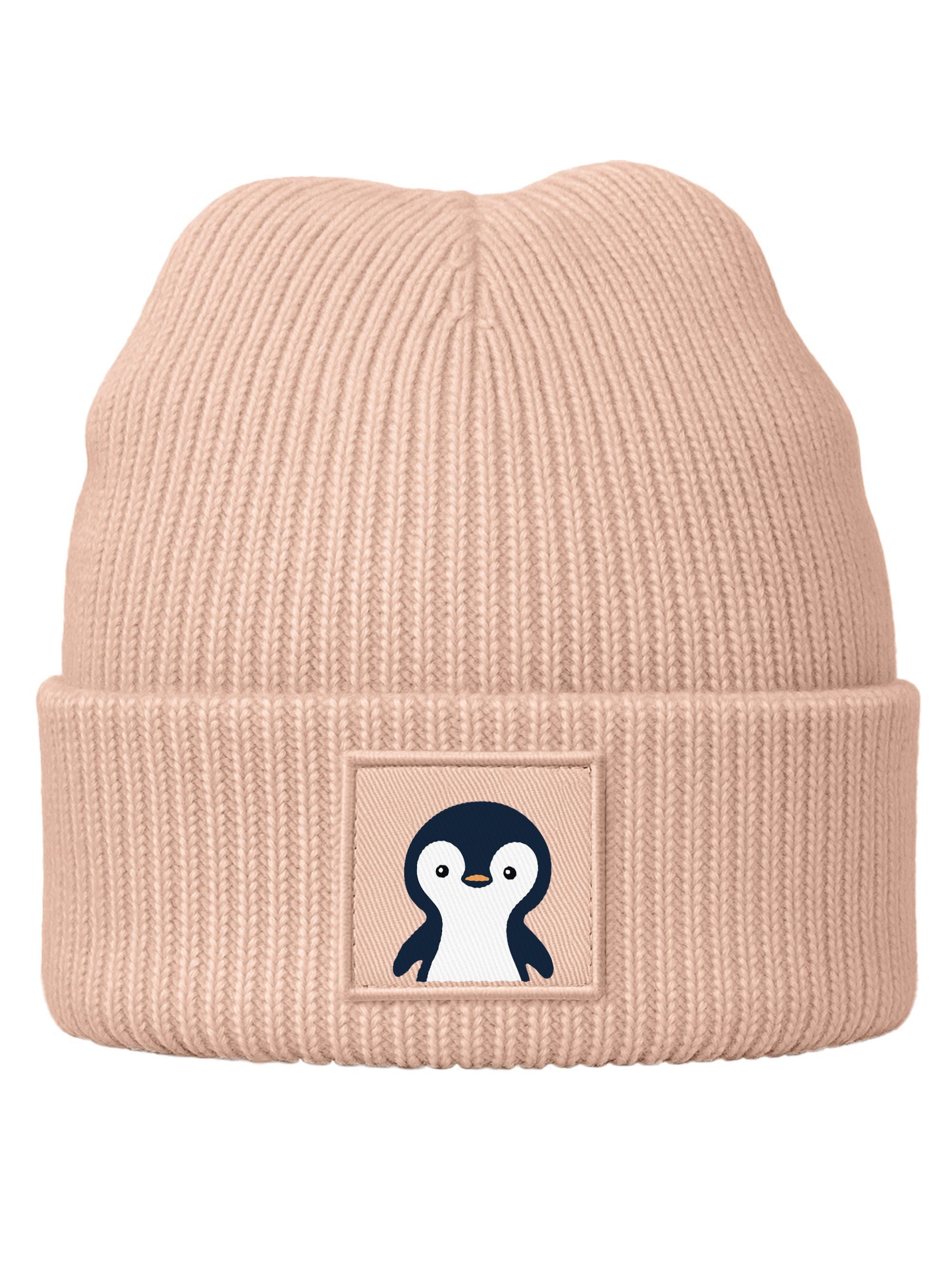 SpecialMe Beanie Kinder Beanie Mädchen Patch Pinguin Aufdruck Wintermütze Tiermotive