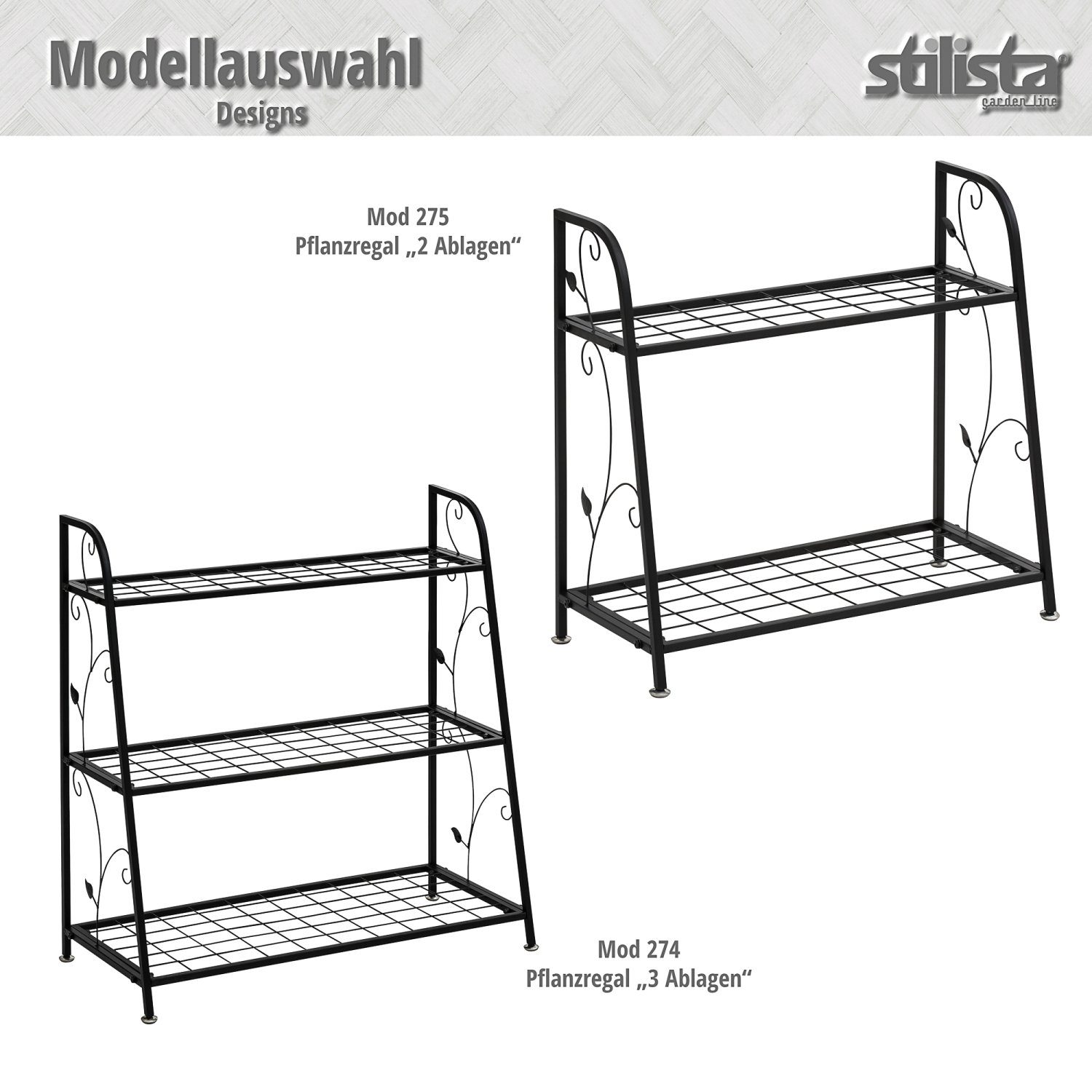 Blumenständer Stahlgestell, Pflanztreppe, Indoor Pflanzregal und Blumenregal Modellwahl pulverbeschichtetes STILISTA Outdoor, Blumentreppe