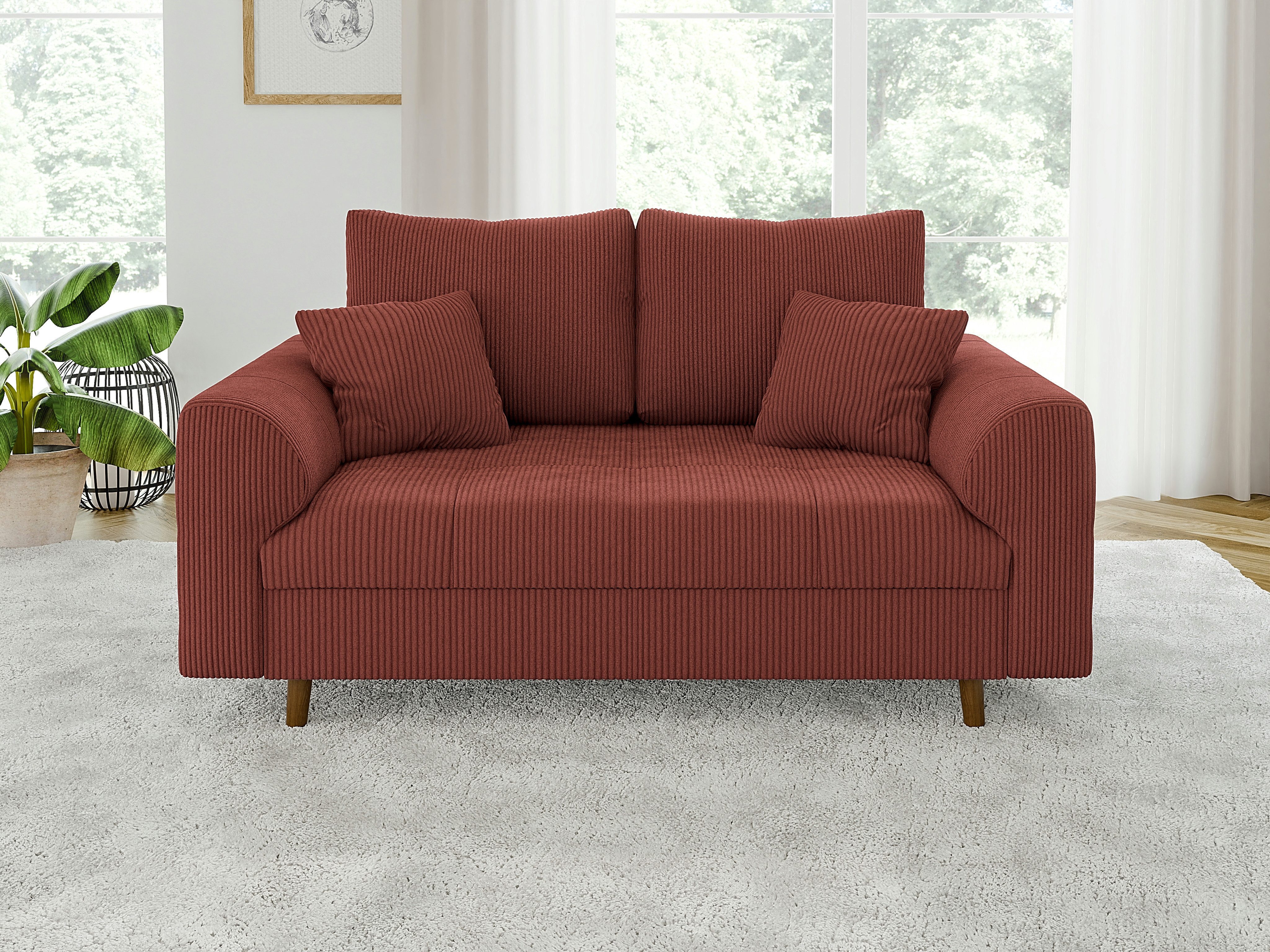 S-Style Möbel Polstergarnitur 3+2+1 Zara mit Braun Holzfüßen im skandinavischen Stil aus Cord-Stoff, (1x 3-Sitzer-Sofa, 1x 2-Sitzer-Sofa, 1x Sessel) – Bild 5 von 5