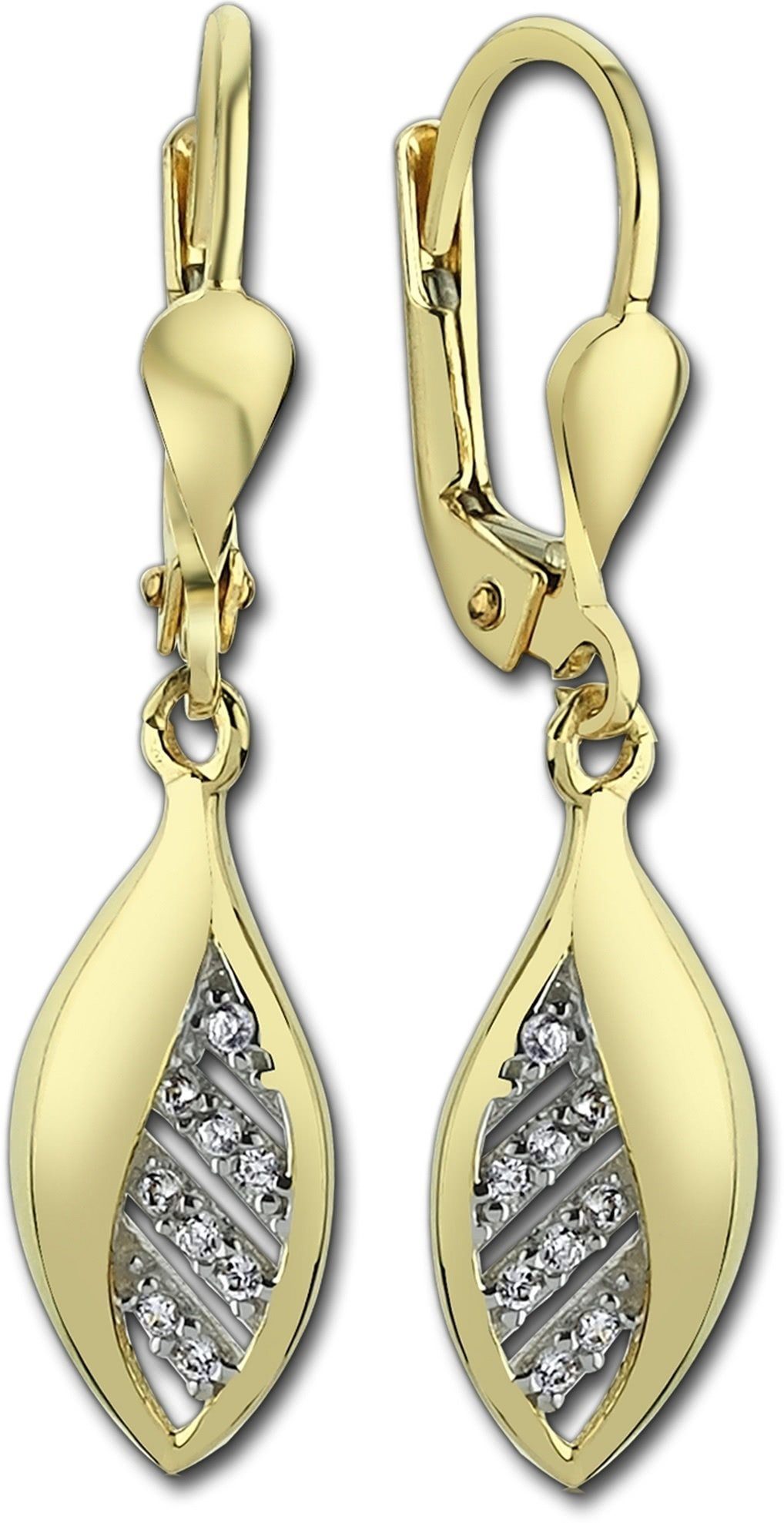 Balia Paar Ohrhänger Balia Damen Ohrhänger Gelbgold 8K (Ohrhänger), Damen Ohrhänger Blatt aus 333 Gelbgold - 8 Karat, Länge ca. 3cm