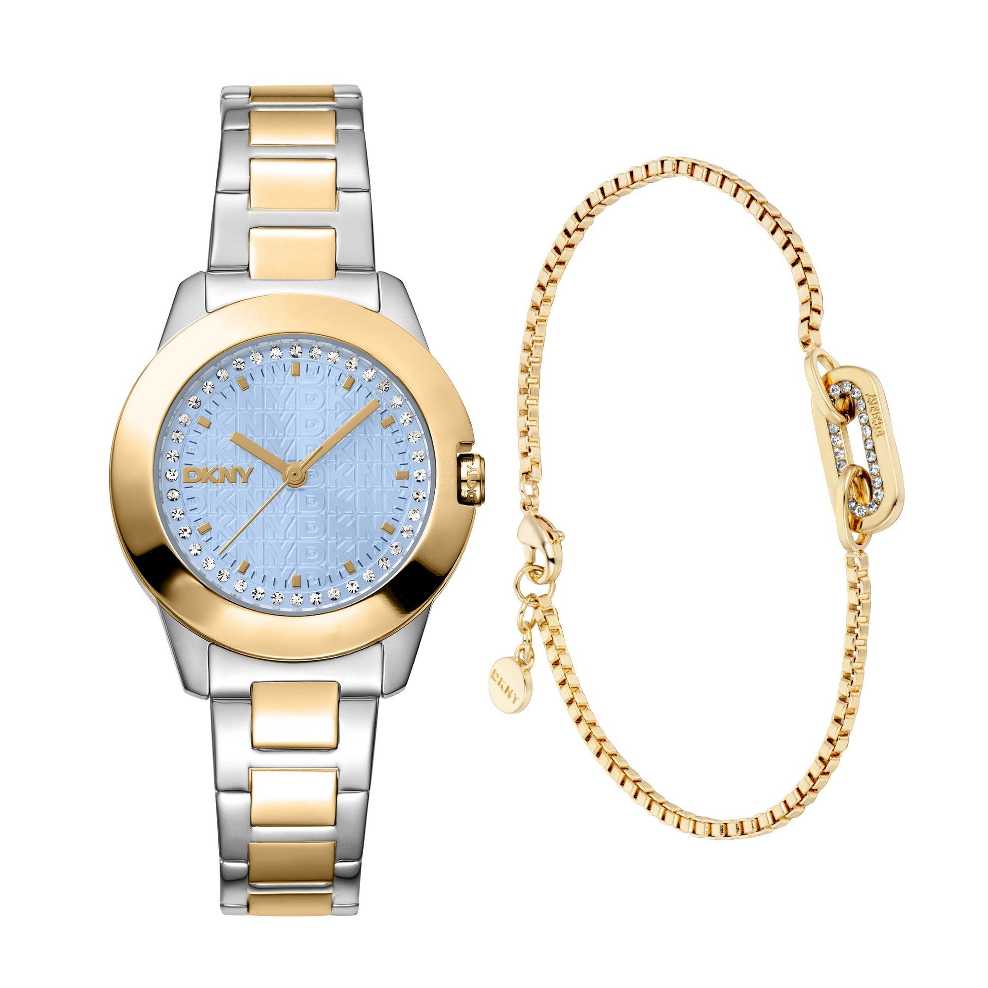 DKNY Quarzuhr Park Ave Logo Watch Set DK1L021M0085, (Set, 2-tlg., mit Armband), Armbanduhr, Damenuhr, Edelstahlarmband, Ideal auch als Geschenk