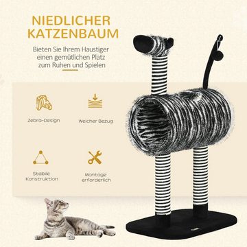 PawHut Kratzbaum im Zebra-Design Kletterbaum Katzenmöbel, Schwarz+Weiß, BxTxH: 48.5x35x93 cm