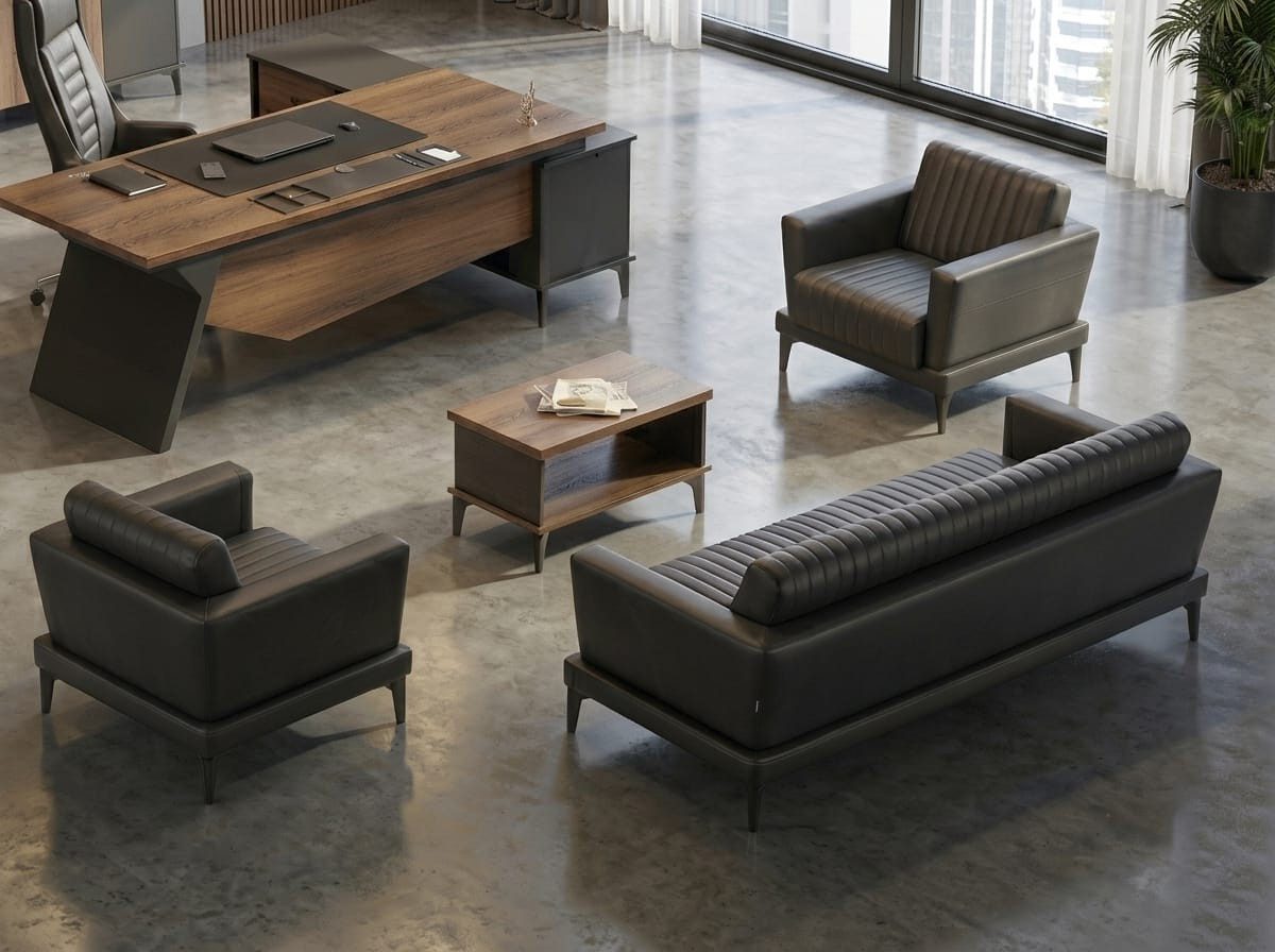 Xlmoebel Polstergarnitur Couchgarnitur Moderner Stil Designer-Stück Schwarz Büromöbel, (3-tlg., 3-2)