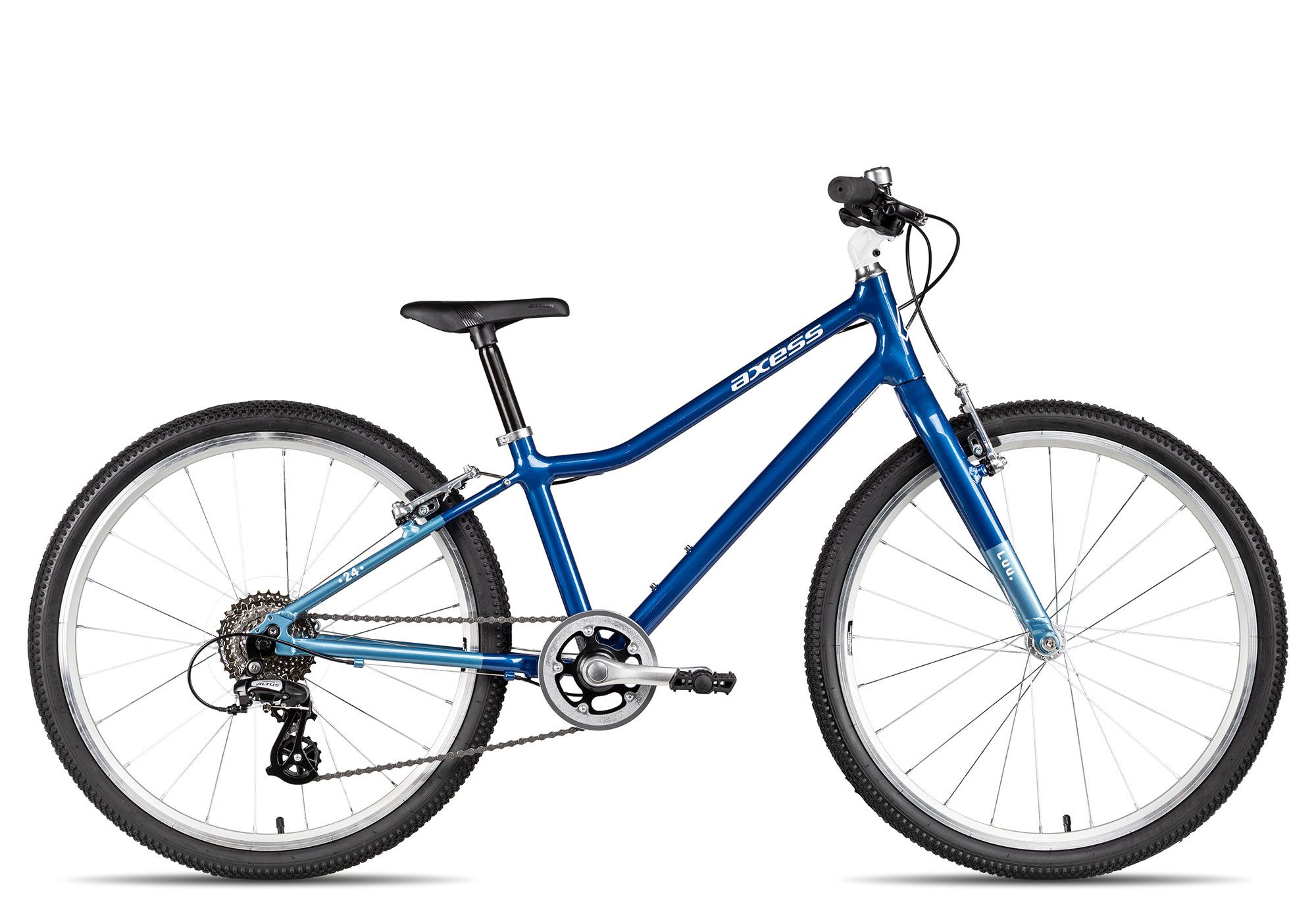 Axess Kinderfahrrad Axess LUU. 24, 8 Gang Shimano Altus RD-M310-L Schaltwerk, Kettenschaltung, leichter Aluminiumrahmen blau