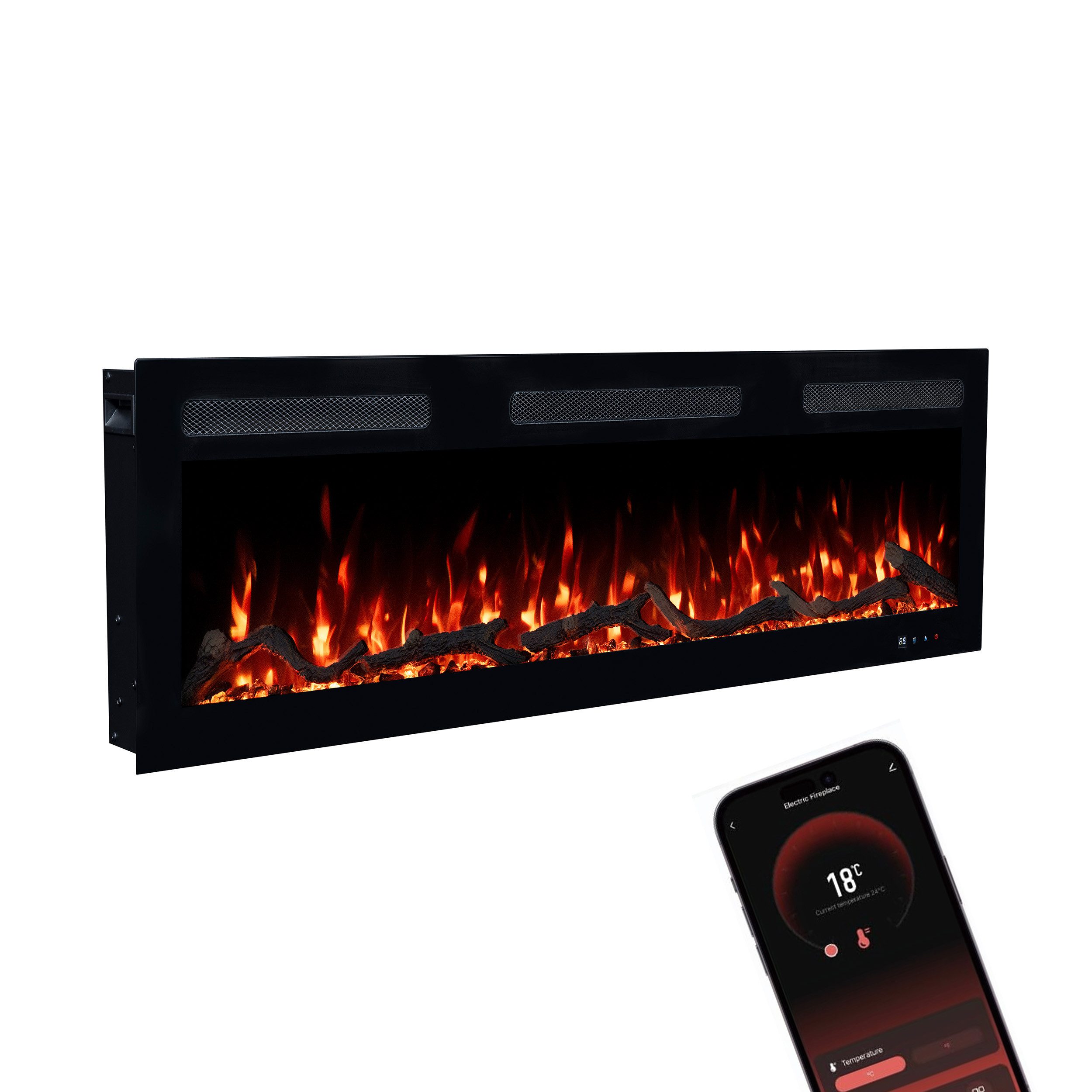 GLOW FIRE Elektrokamin Inside Wandkamin mit 3D Feuer und Heizung (Thermosta günstig online kaufen