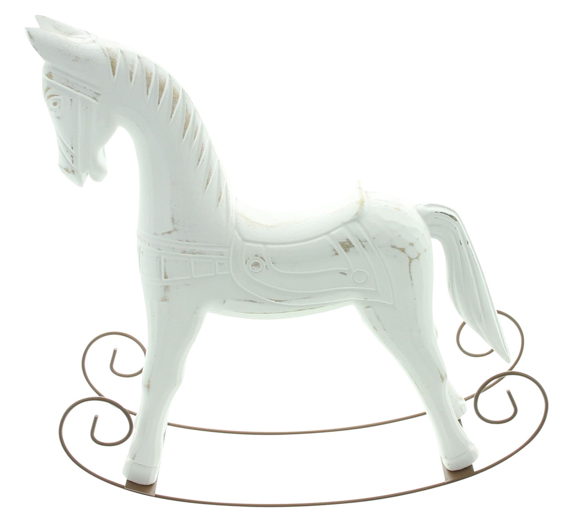 Dekoleidenschaft Dekofigur Schaukelpferd "Vintage" im Shabby Look weiß, Wei günstig online kaufen