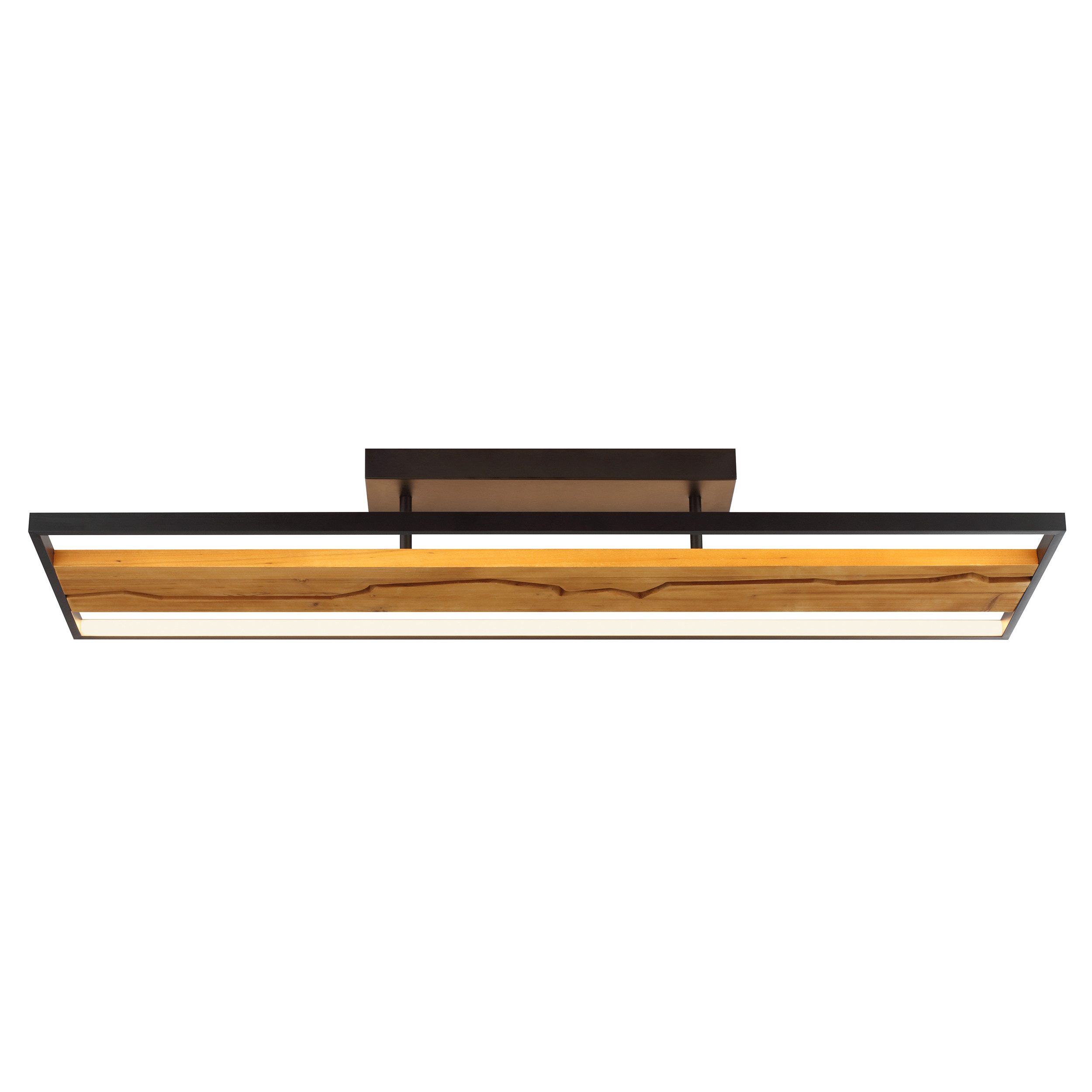 Brilliant LED Deckenleuchte Thunder, Dimmfunktion, LED fest integriert, Warmweiß, 100 x 30 x 13,5 cm, 6000 lm, 3000 K, Metall u. Holz, schwarz/braun