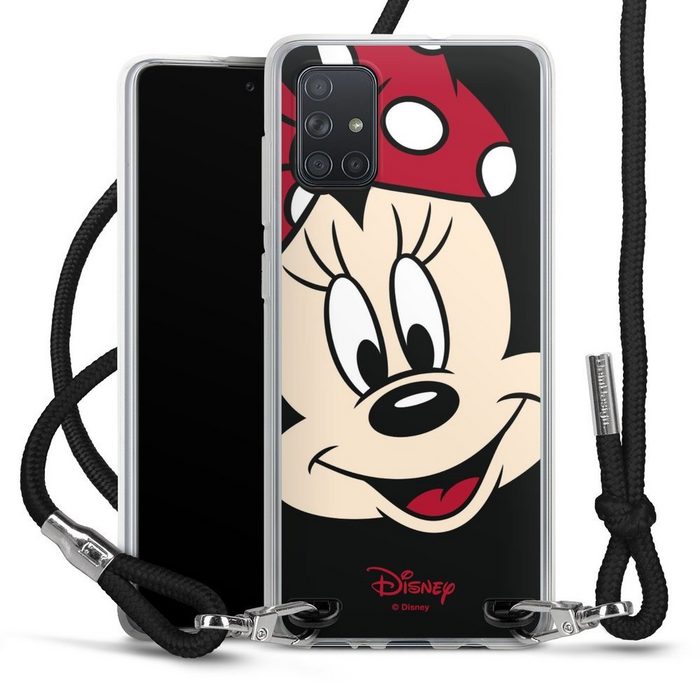 DeinDesign Handyhülle Minnie Mouse Disney Offizielles Lizenzprodukt Minnie All Over Samsung Galaxy A71 Handykette Hülle mit Band Case zum Umhängen