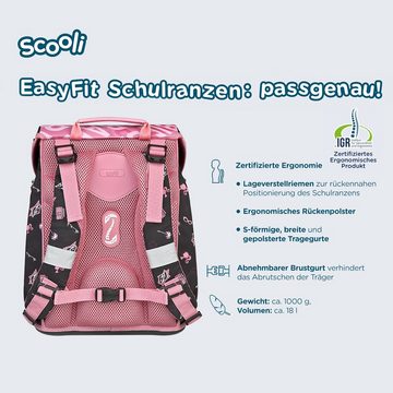 Scooli Schulranzen EasyFit (Set, 6-tlg., inkl. Federmäppchen und Hüftgurt), BARBIE Mattel Pink
