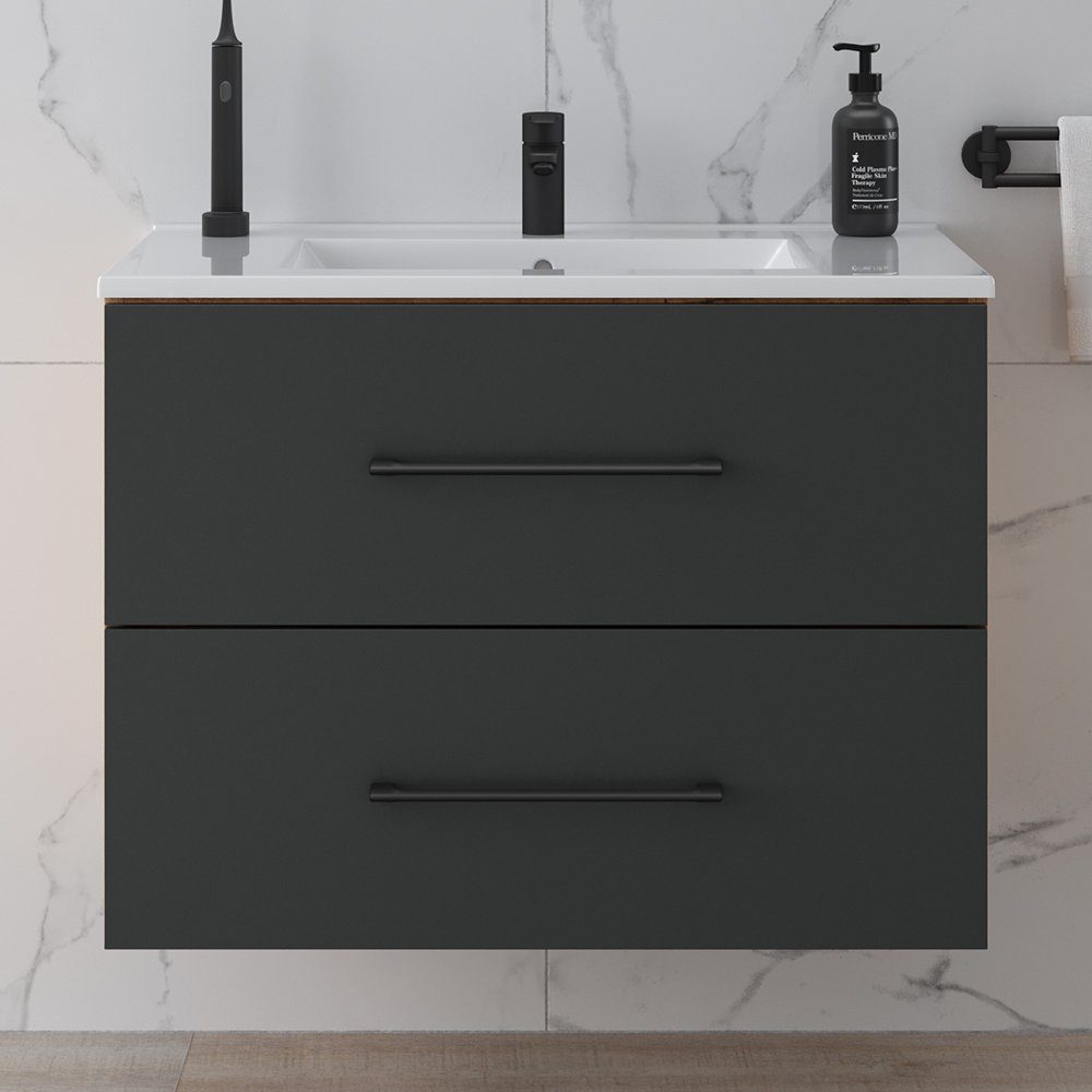 Planetmöbel Waschtisch Waschtischunterschrank 70cm und 90cm Gold Eiche/Anth günstig online kaufen