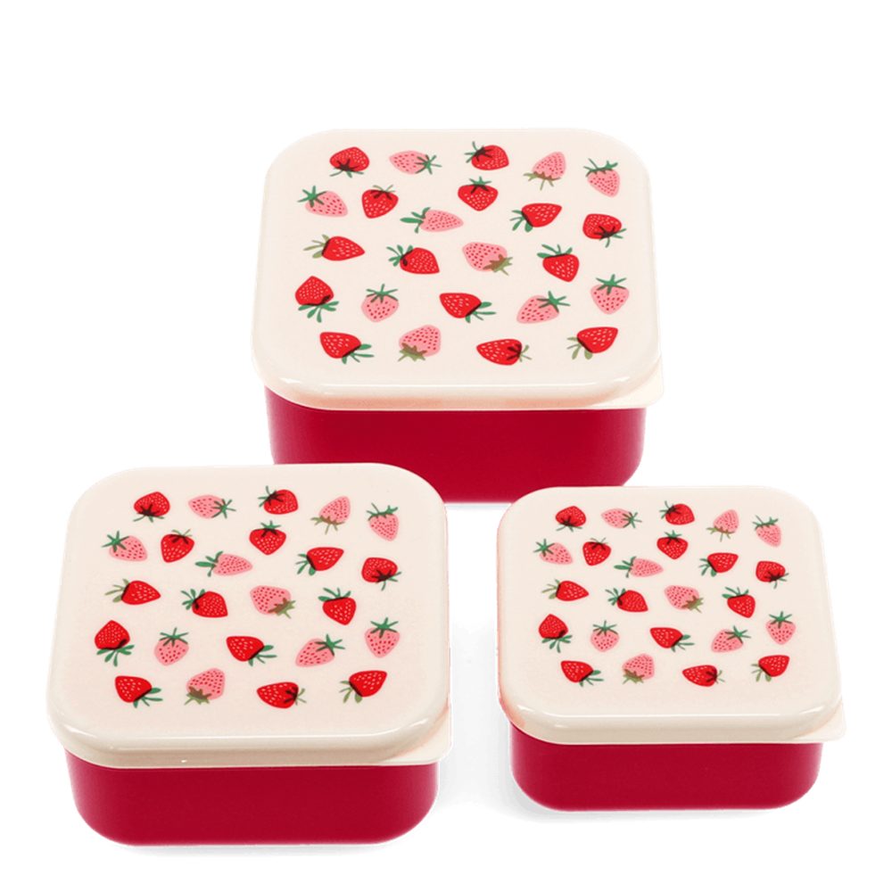 Rex London Lunchbox Snack Box Set Fruchtmotiv, Kunststoff, BPA-frei, (Set, 3-tlg., ca. 11,5 x 11,5 x 5,5 cm (große Box), jede Box passt genau in den größeren Behälter