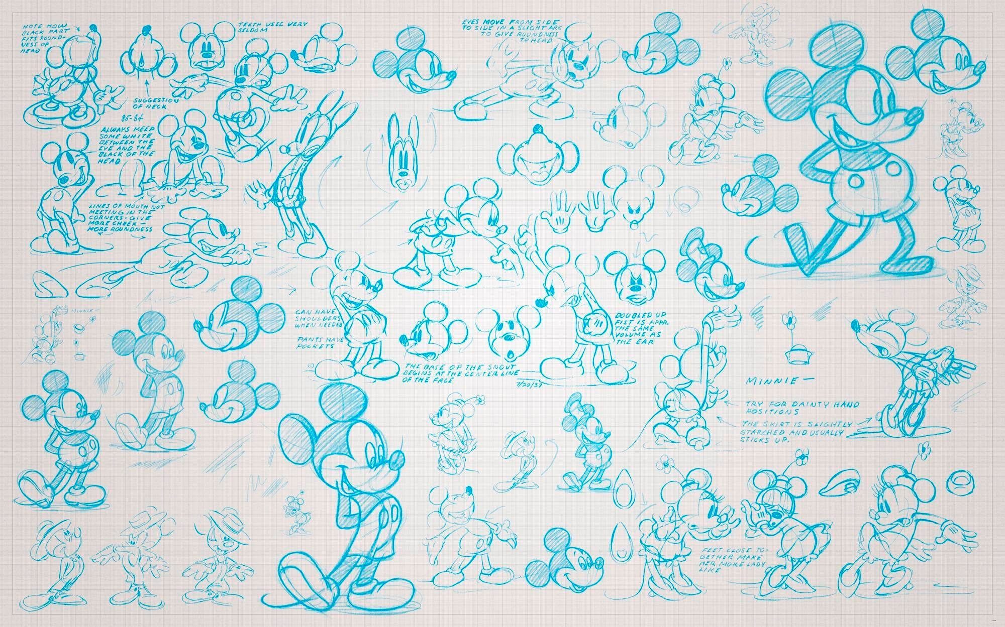 Komar Vliestapete Digitaldruck Vlies - Mickey Sketches - Größe 400 x 250 cm, glatt, bedruckt, (1 St), Kinderzimmer