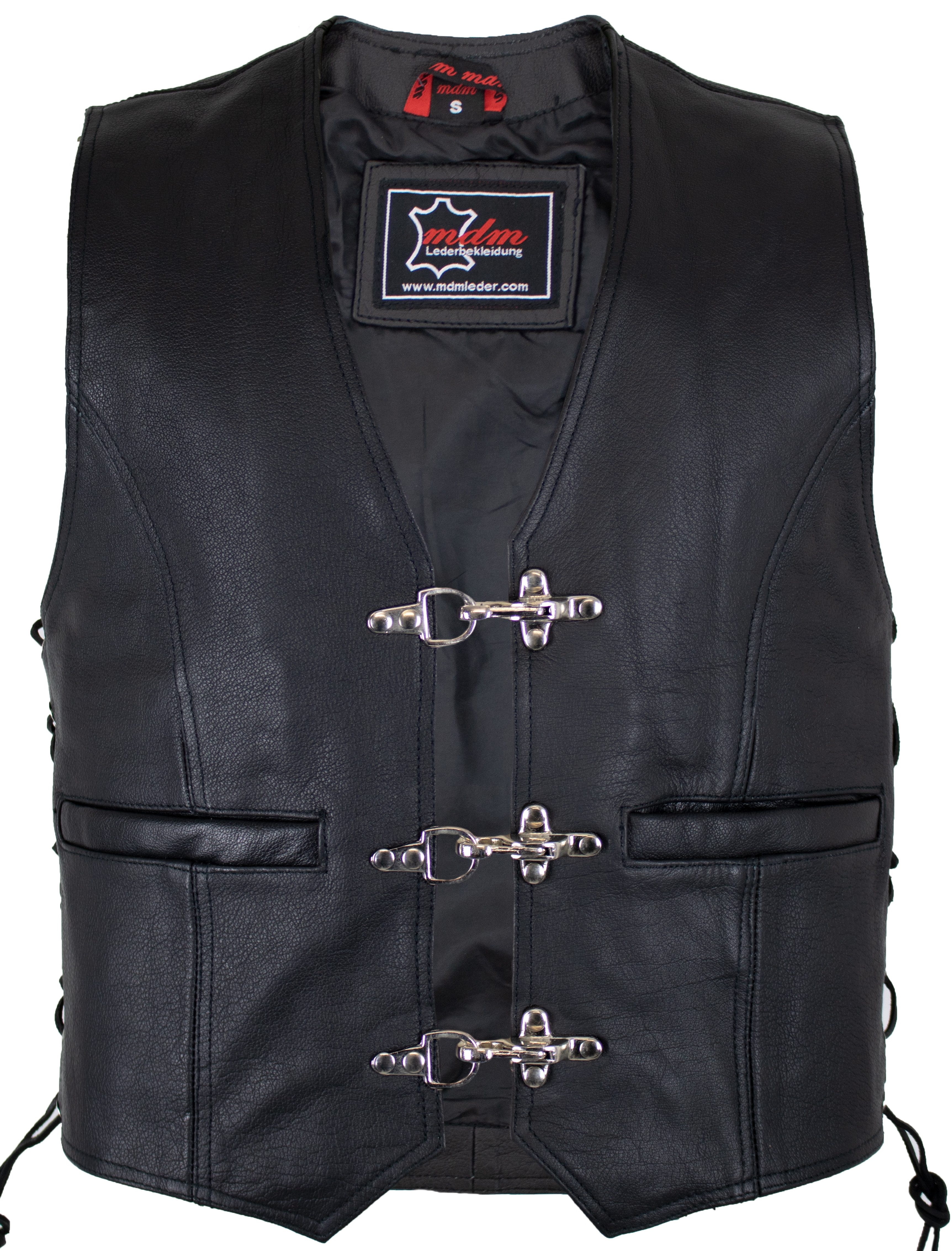 MDM Lederweste Herren Lederweste in schwarz (Herren Biker Lederweste, Leder günstig online kaufen