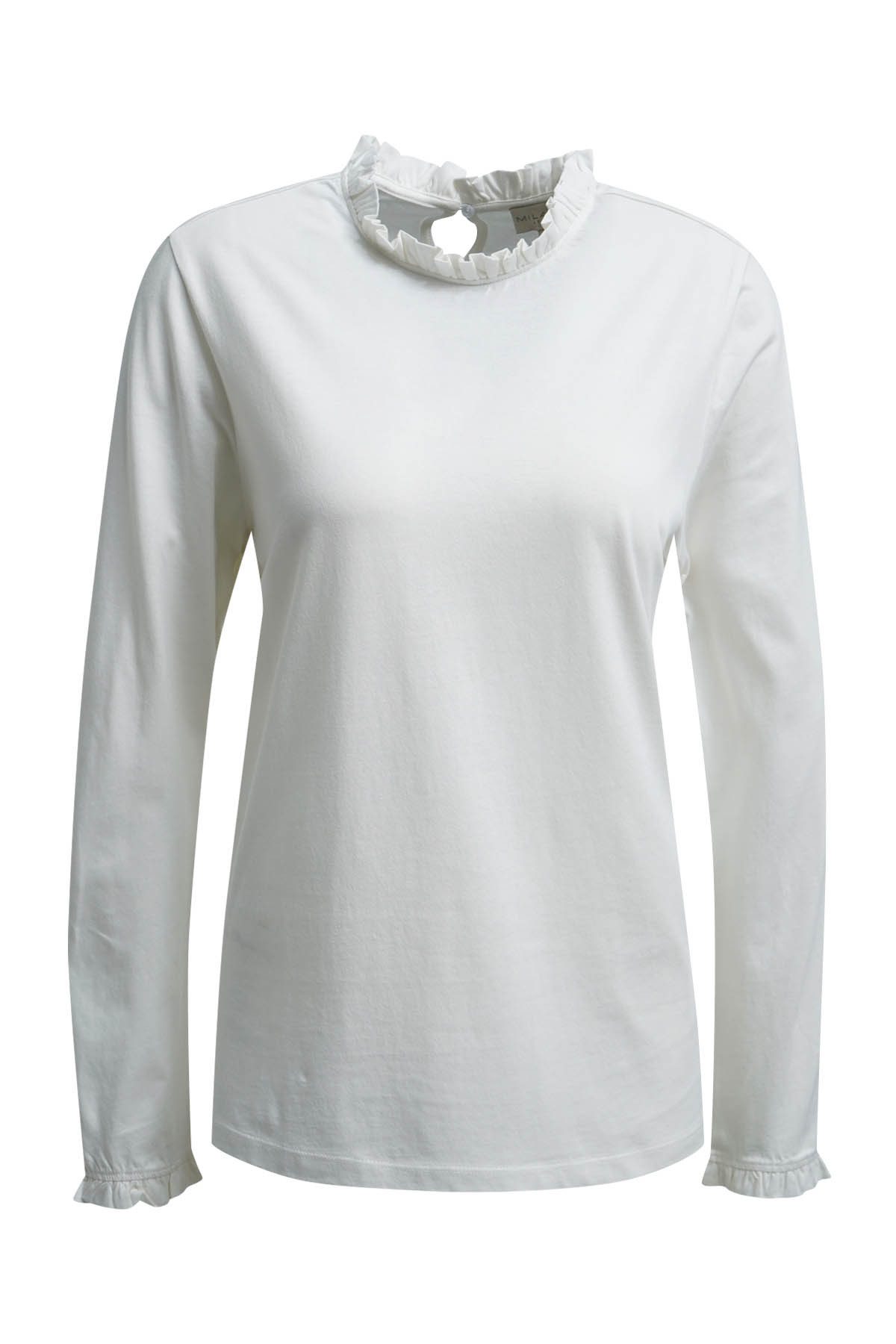 Milano Italy T-Shirt ROUND NECK WITH RUFFLE 1/1 SLEEVE B, OFFWHITE