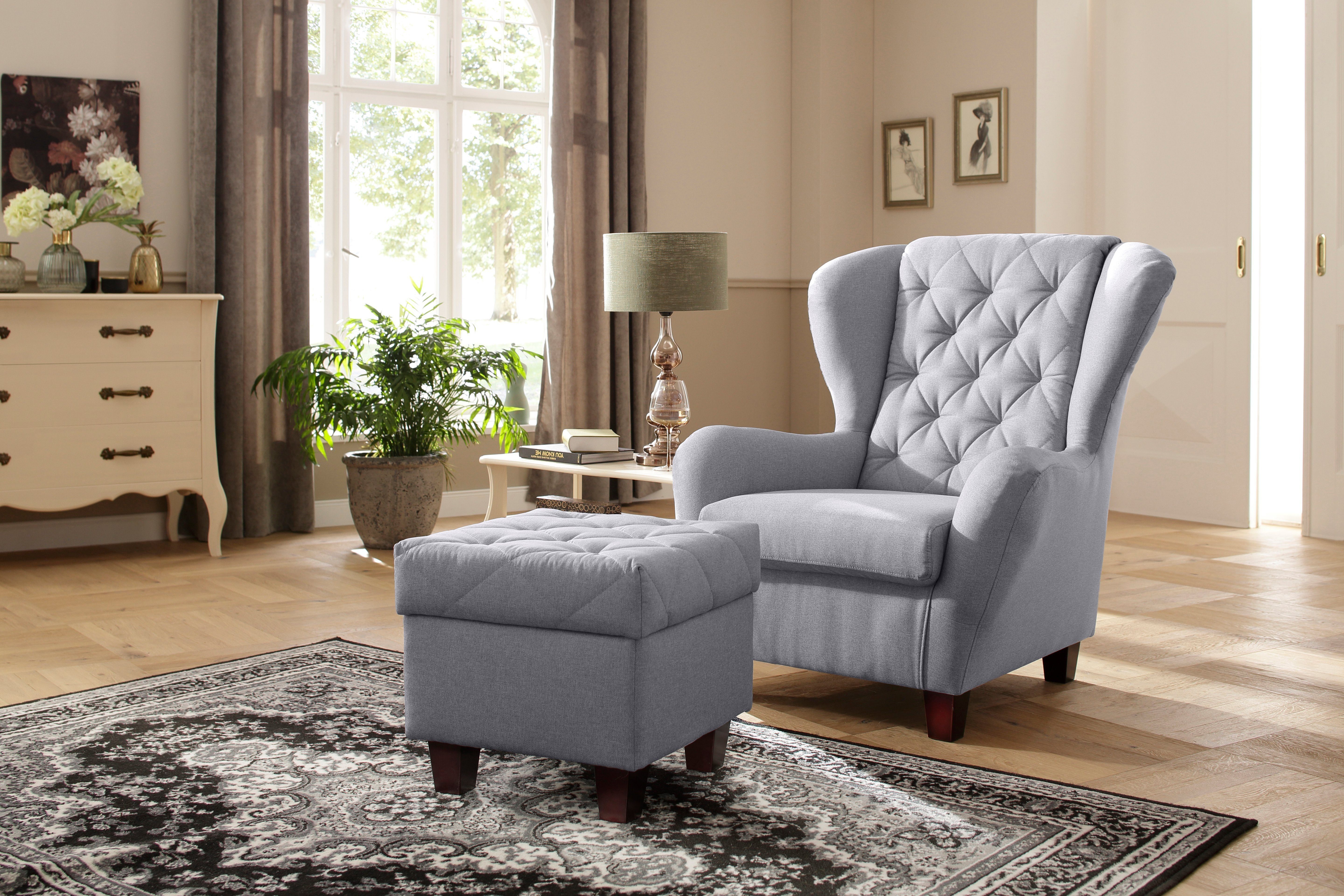 Home affaire Ohrensessel Alexandra, incl. Hocker, günstig online kaufen