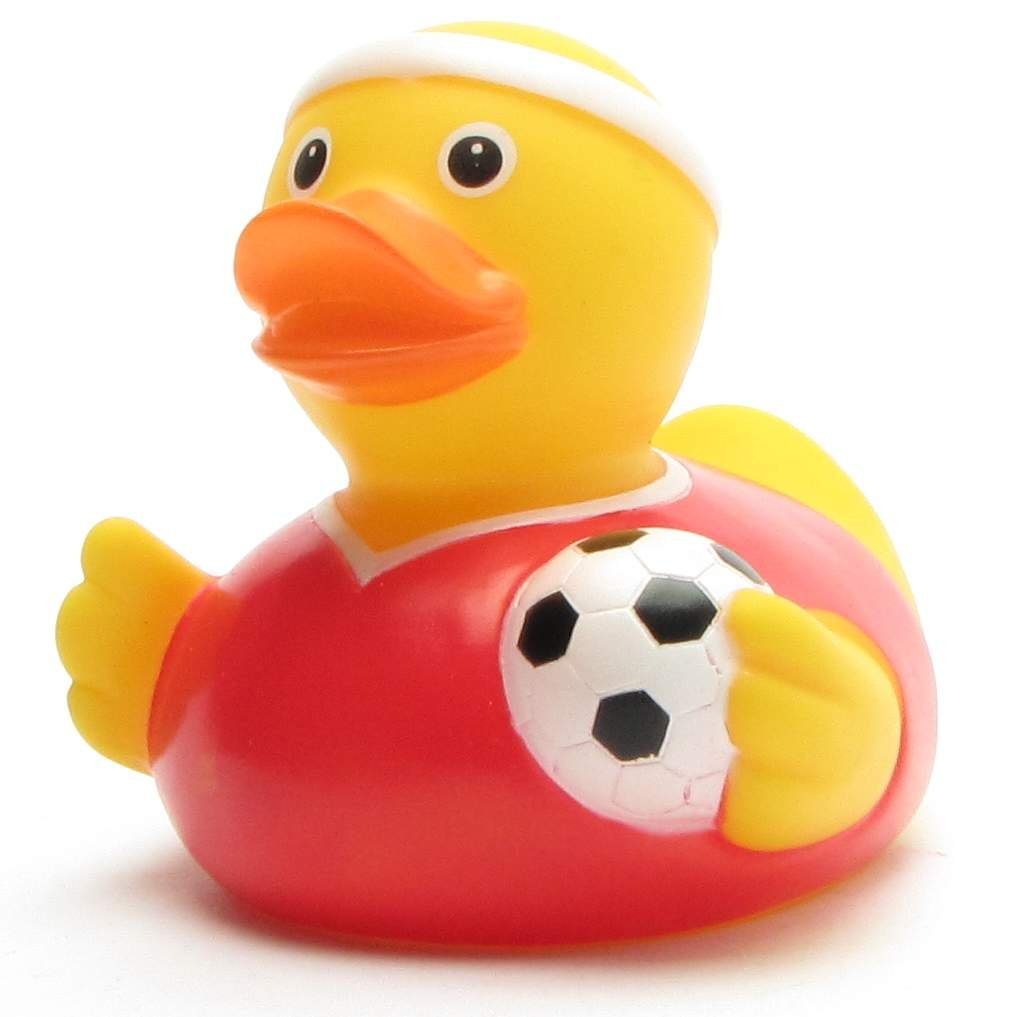 Duckshop Badespielzeug Badeente Fussballer - rotes Trikot - Quietscheente