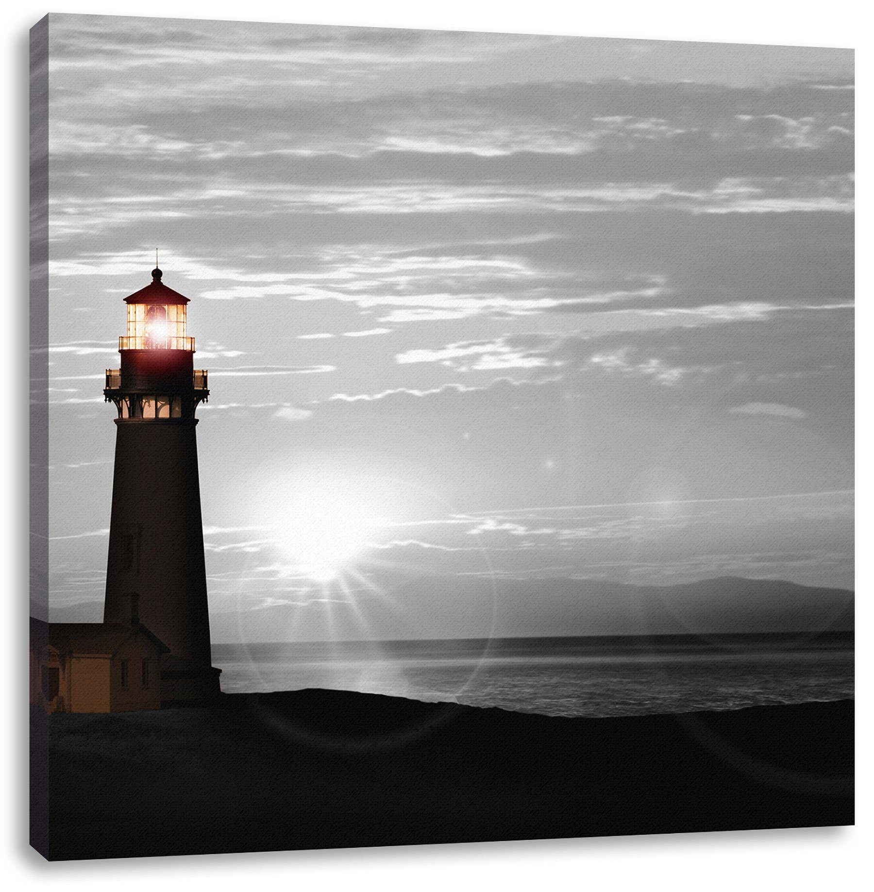 fertig bespannt, Sonnenuntergang (1 Zackenaufhänger Pixxprint Leinwandbild St), Leinwandbild im Leuchtturm inkl. im Leuchtturm Sonnenuntergang,