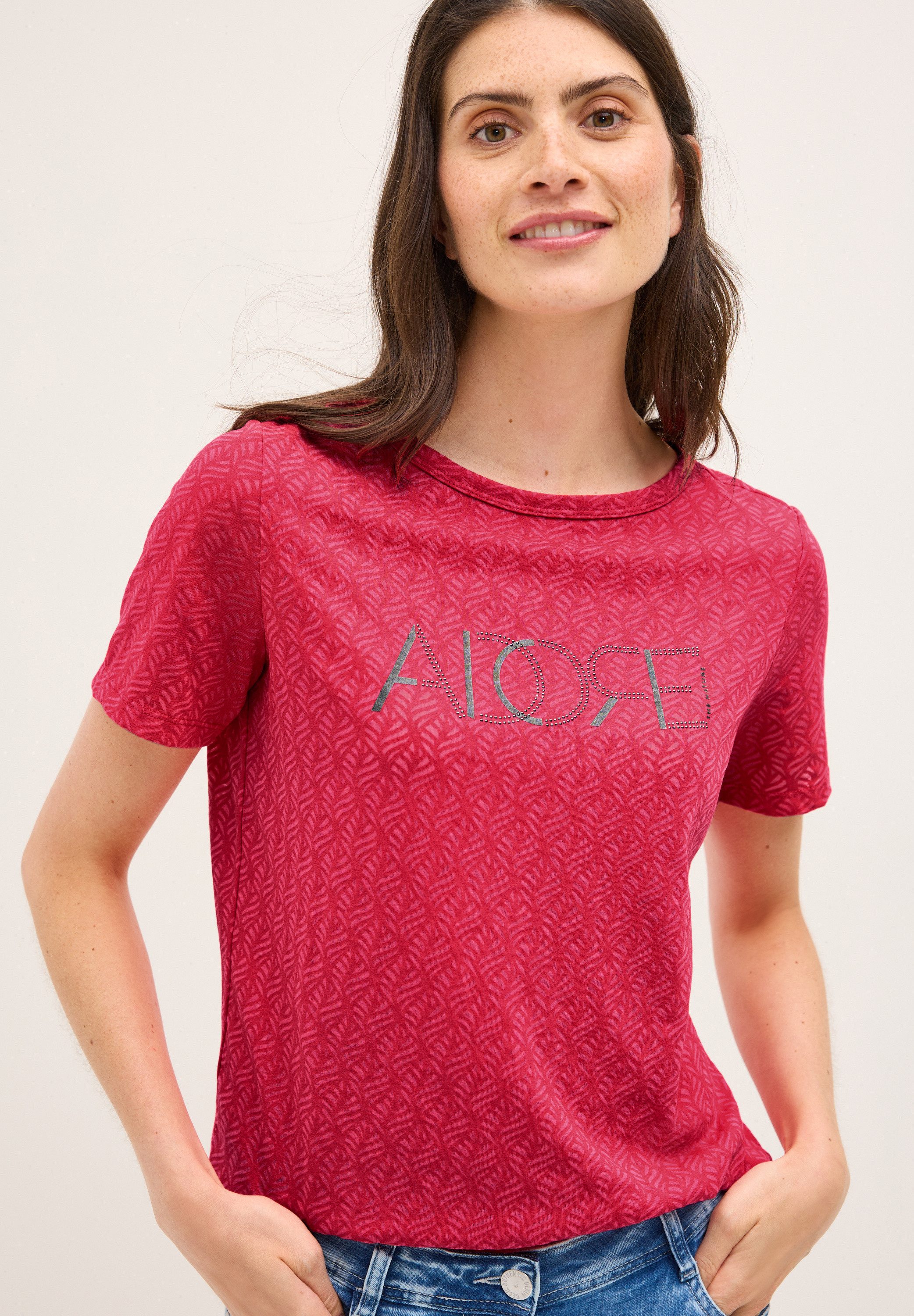 CECIL T-Shirt in Ausbrenner-Optik mit Wording günstig online kaufen