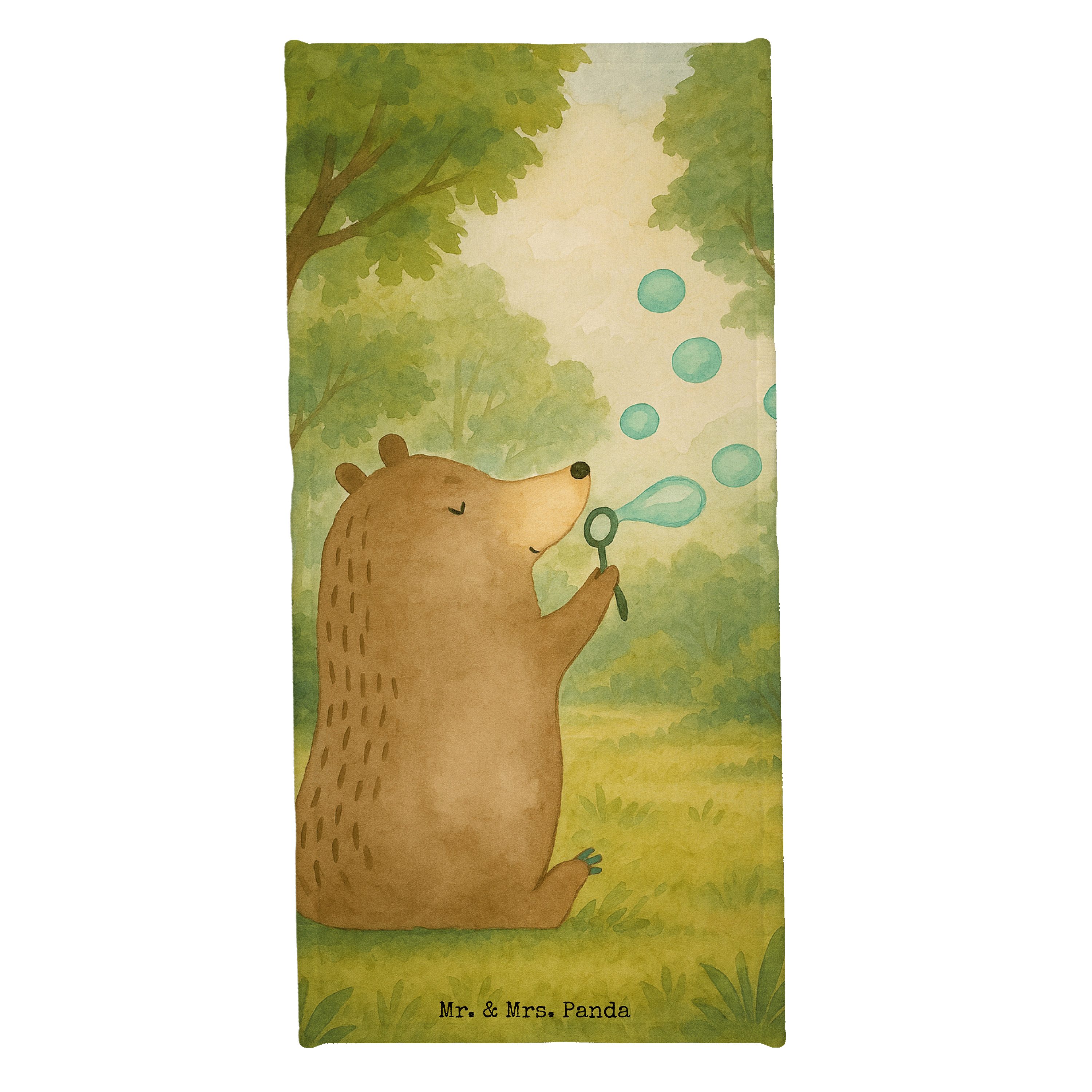 Mr. & Mrs. Panda Handtuch Bär Seifenblasen Design, Strandtuch, Blau Pastell, Teddy, Handtuch, B, Kunstfaser (Packung), Badhandtuch Sport Handtuch Strandlaken