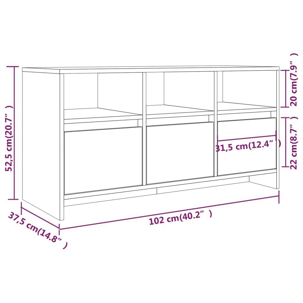 furnicato TV-Schrank Braun Eiche-Optik 102x37,5x52,5 cm Holzwerkstoff