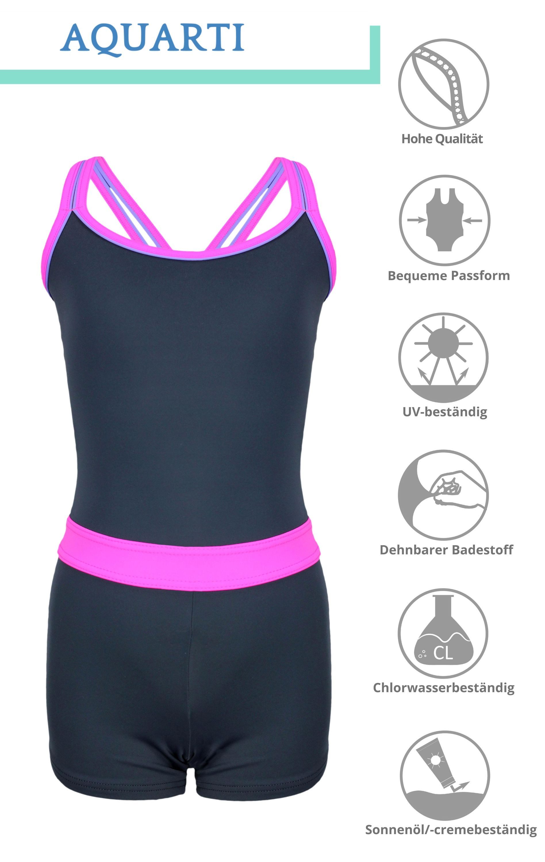 Aquarti Badeanzug Aquarti Mädchen Badeanzug mit Bein Racerback