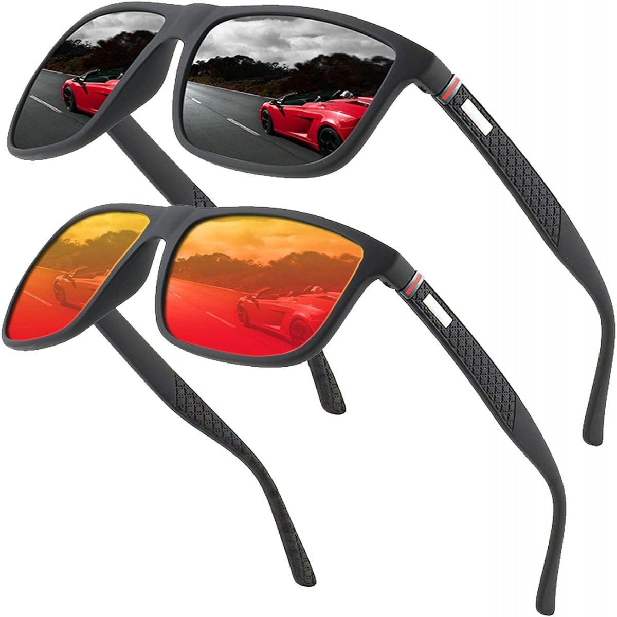 Rnemitery Sonnenbrille Polarisierte Sonnenbrille Herren Damen für Fahren Angeln Reisebrille (2-St)