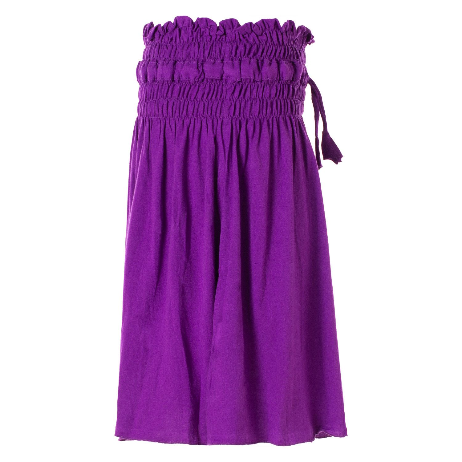 Vishes A-Linien-Rock Damen Rock knielang Basic-Rock Baumwoll-Rock Einfarbig Schlicht Boho, Hippie, Yoga Style