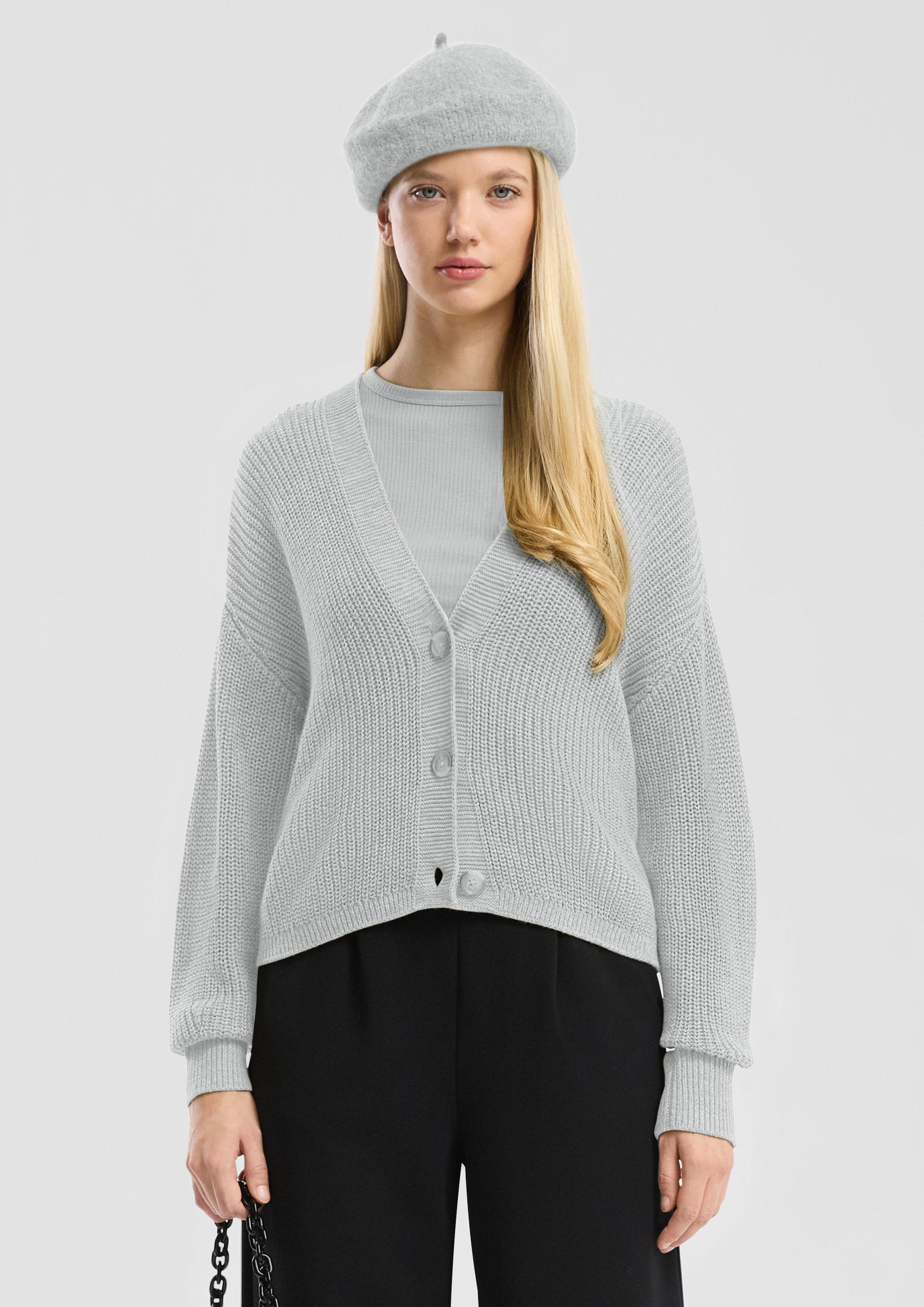QS Funktionsjacke Melierte Strickjacke aus Baumwollmix günstig online kaufen