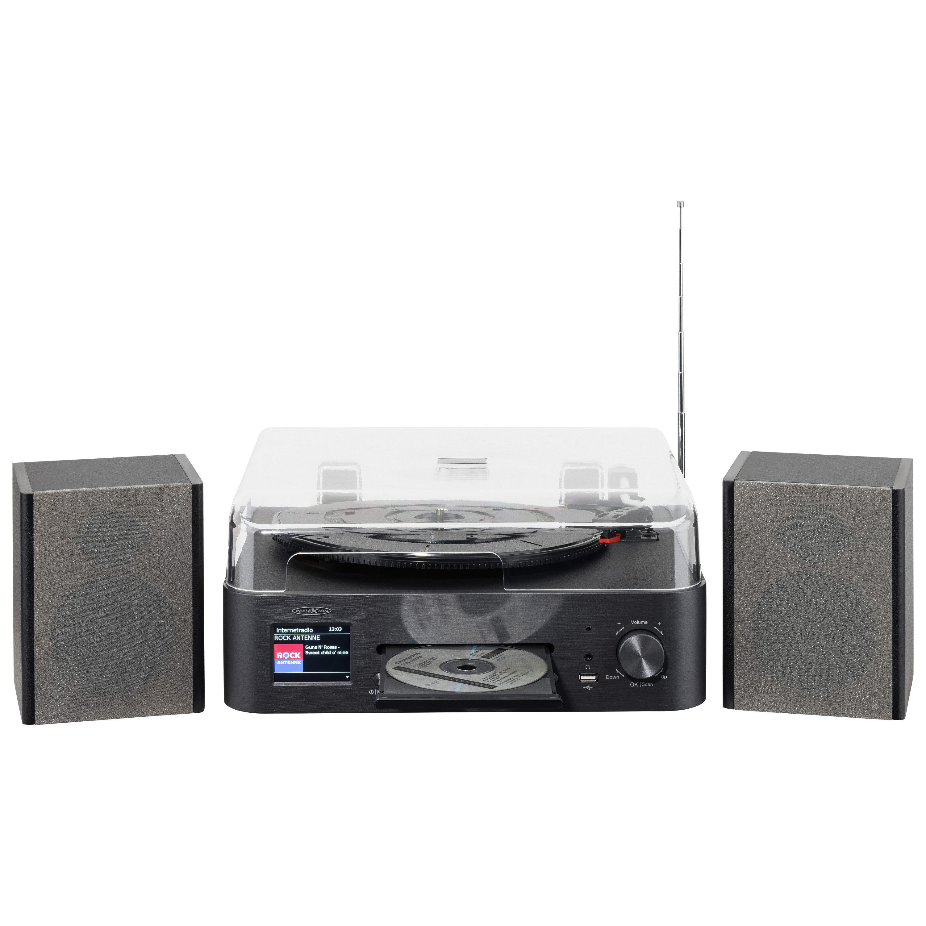 Reflexion HIF2084IR Plattenspieler (Bluetooth, WiFi, DAB+, Internetradio, Bluetooth, CD, Farbdisplay)