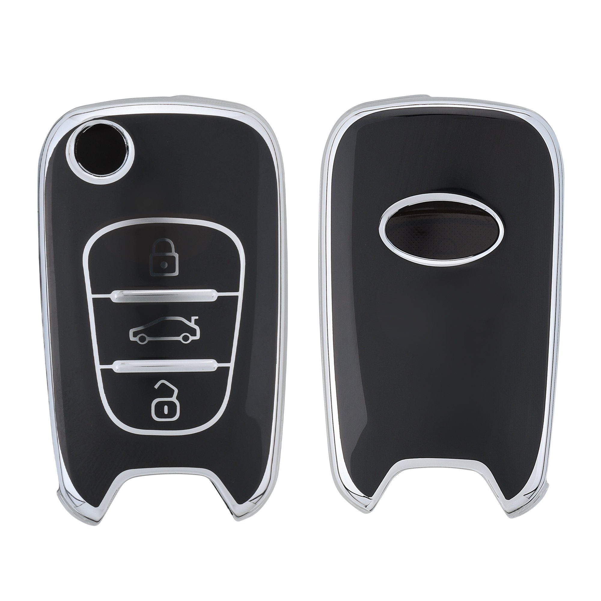 kwmobile Schlüsseltasche Autoschlüssel Hülle für Hyundai, Schlüsselhülle Silikon Cover Schwarz