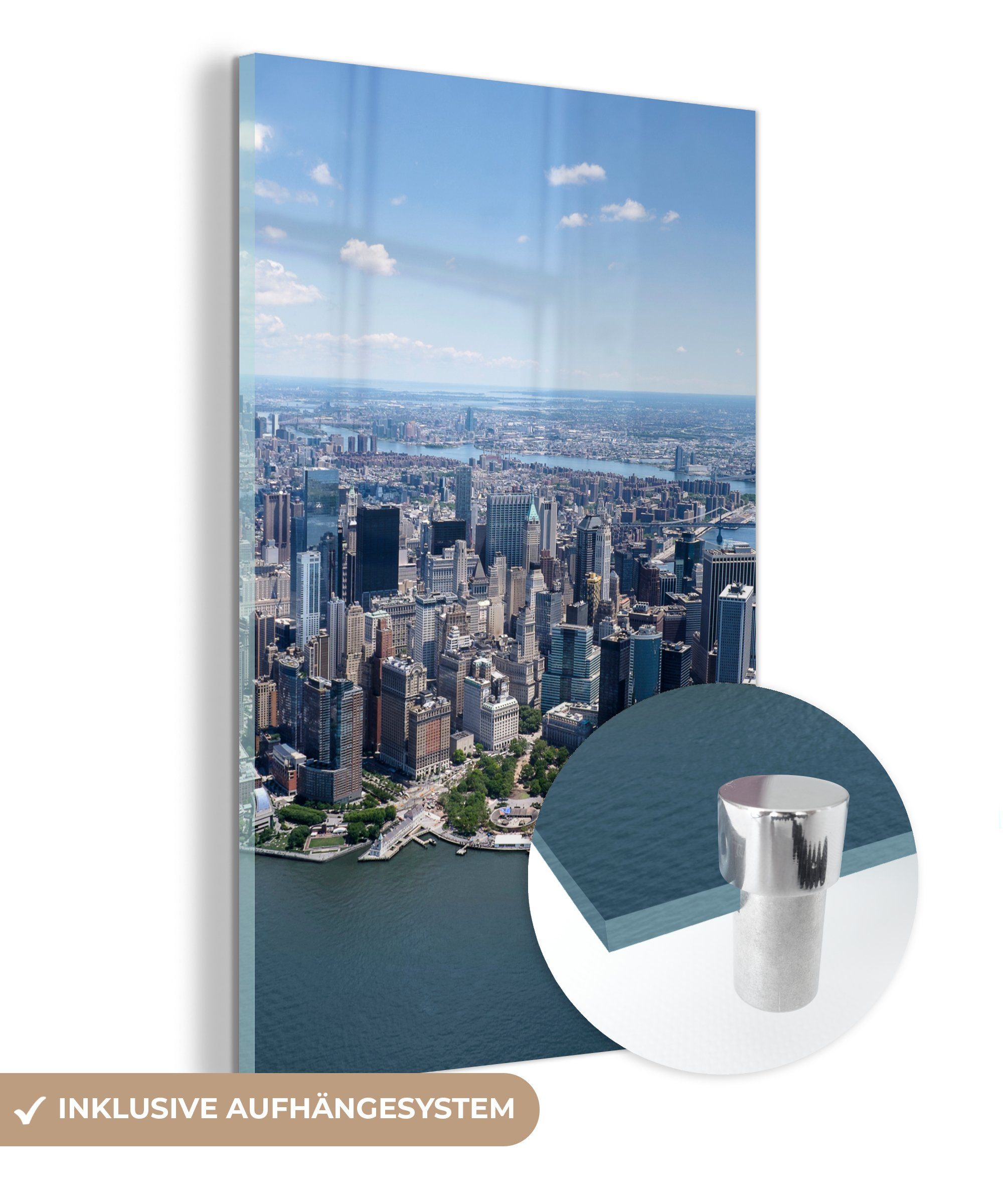 MuchoWow Acrylglasbild New York - USA - Skyline, (1 St), Glasbilder - Bilder auf Glas Wandbild - Foto auf Glas - Wanddekoration bunt