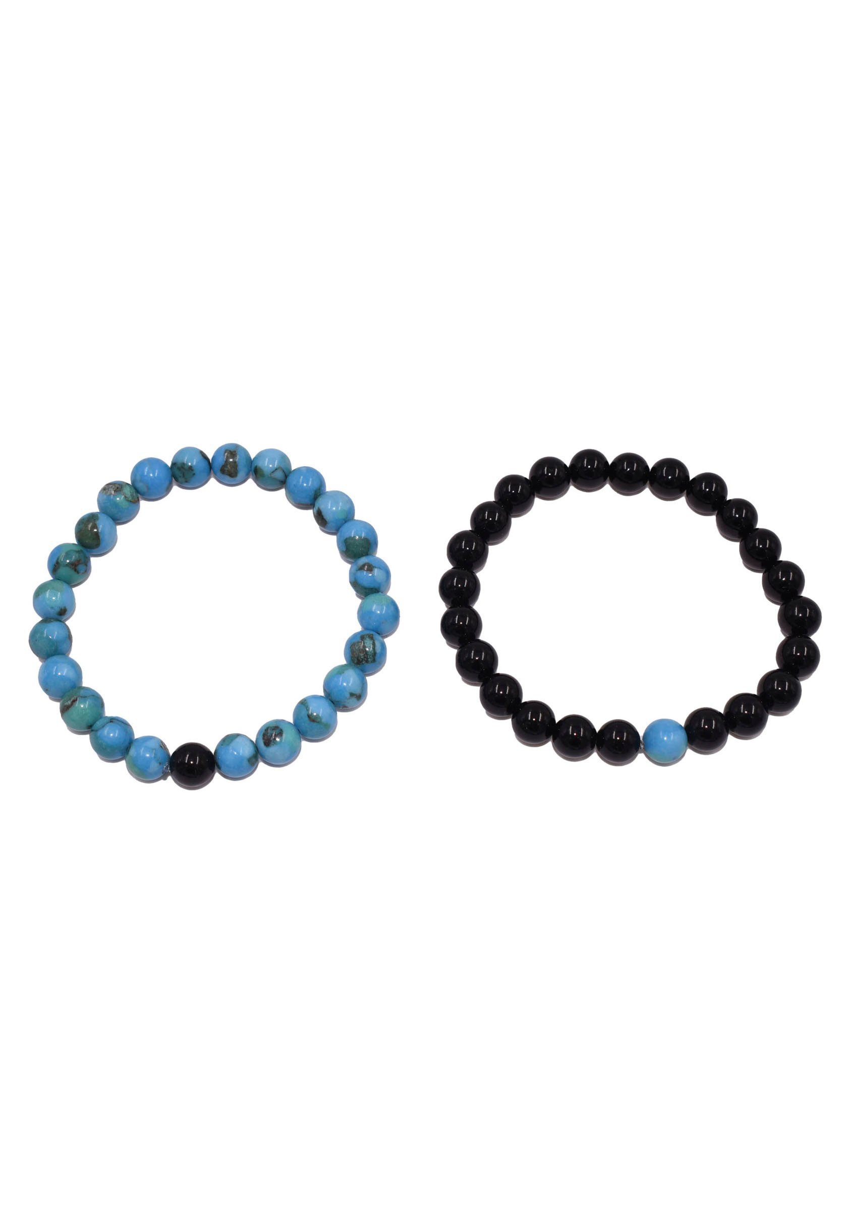Firetti Armband Set Multipack Schmuck Geschenk Zugarmbänder Steinarmband Edelstein (Set, 2-tlg), Made in Germany - mit Howlith, Türkis oder Dalmatiner Jaspis und Onyx