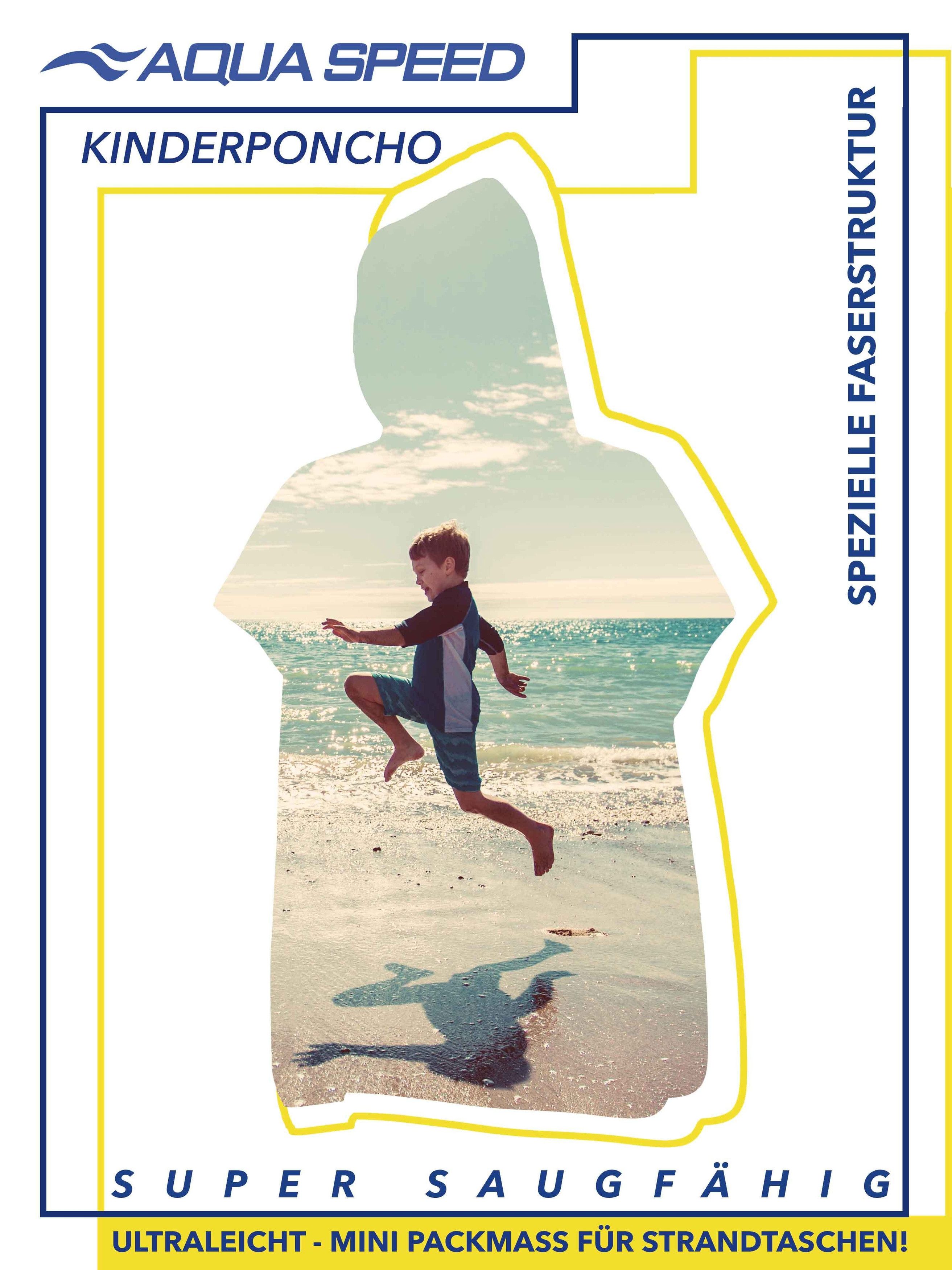 Aqua Speed Kapuzenhandtuch Kinder Badeponcho aus Mikrofaser – funktionaler Überwurf, (Größe 70 x 120 cm – Grammatur 400 g/m), Weiches Tragegefühl ohne Kratzen auch bei längerer Nutzung täglich pur