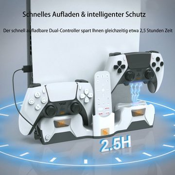 Tadow PS5 Wand-Ladestation mit Ablageständer und Dual-Seat-Charging PlayStation 5-Controller