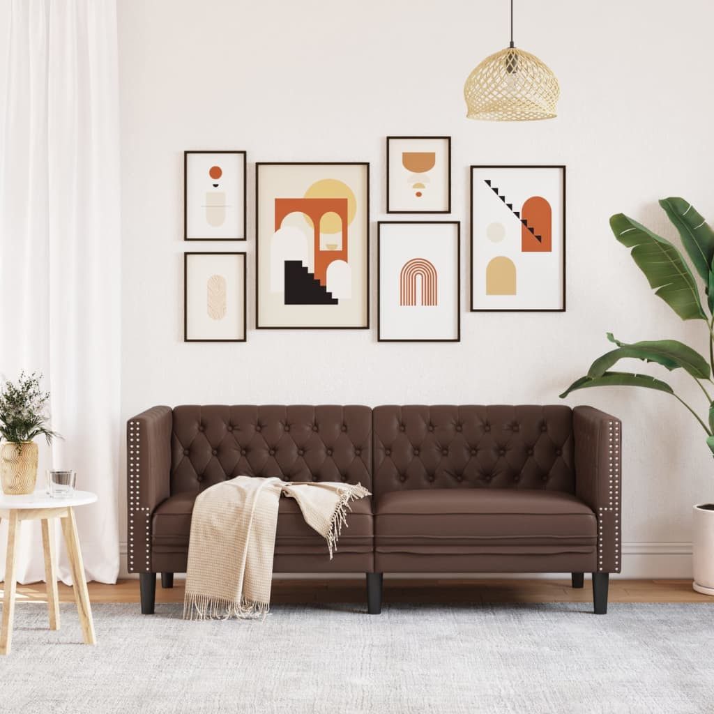 vidaXL Sofa Chesterfield-Sofa 2-Sitzer Braun Kunstleder günstig online kaufen