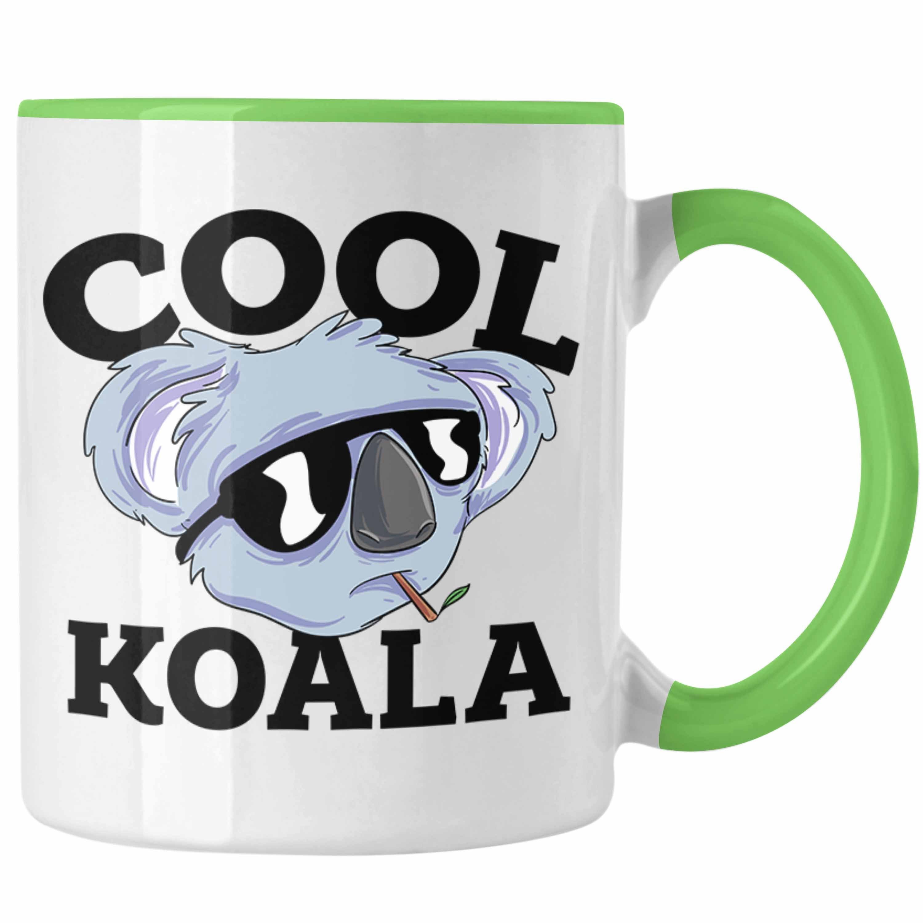 Trendation Tasse Tasse Koala Geschenkidee für Koala-Liebhaber Tasse Koala-Aufdruck Grün
