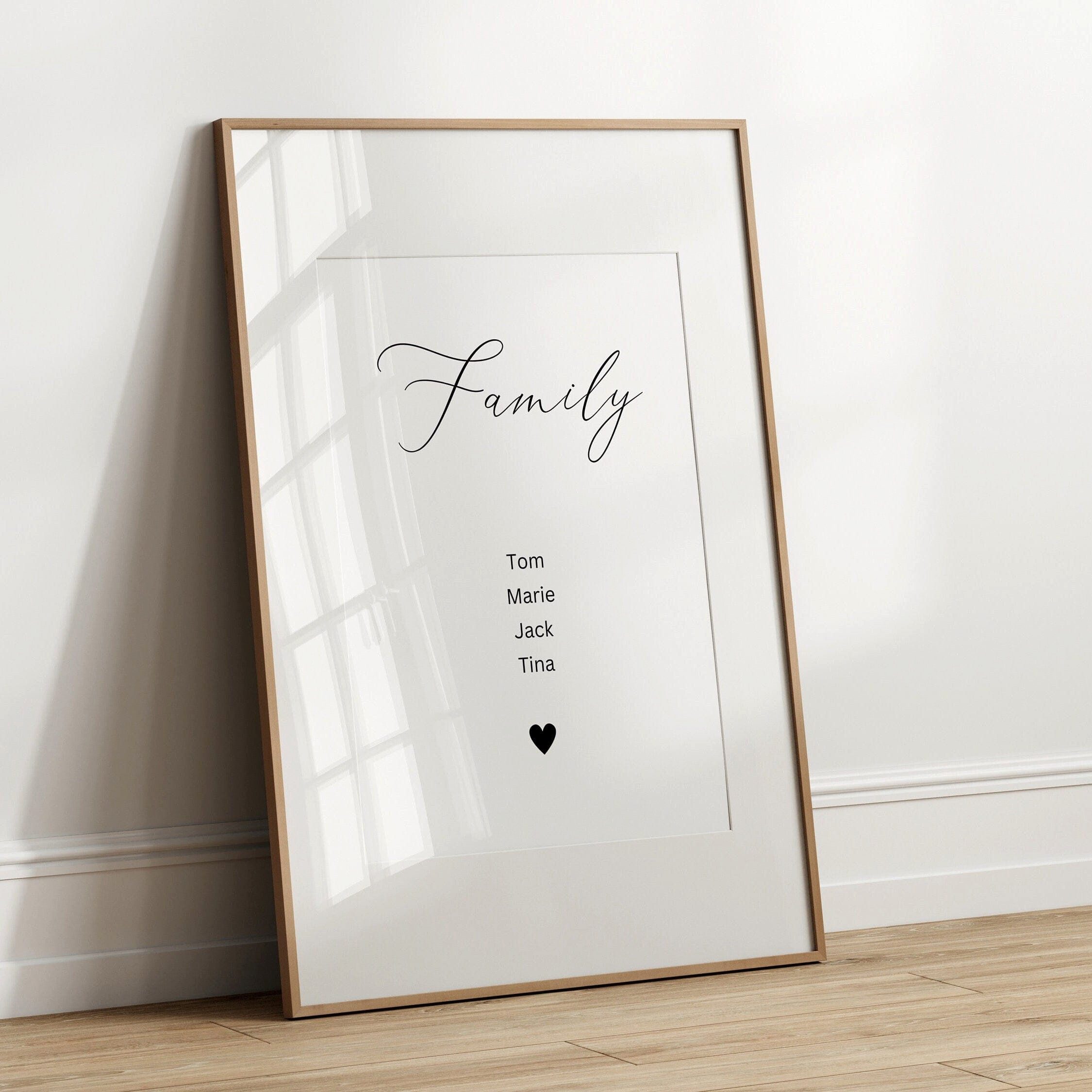 JUSTGOODMOOD Poster Familie Personalisiert Namen Familiengeschenk Wohnzimmer Schlafzimmer, (1 St)