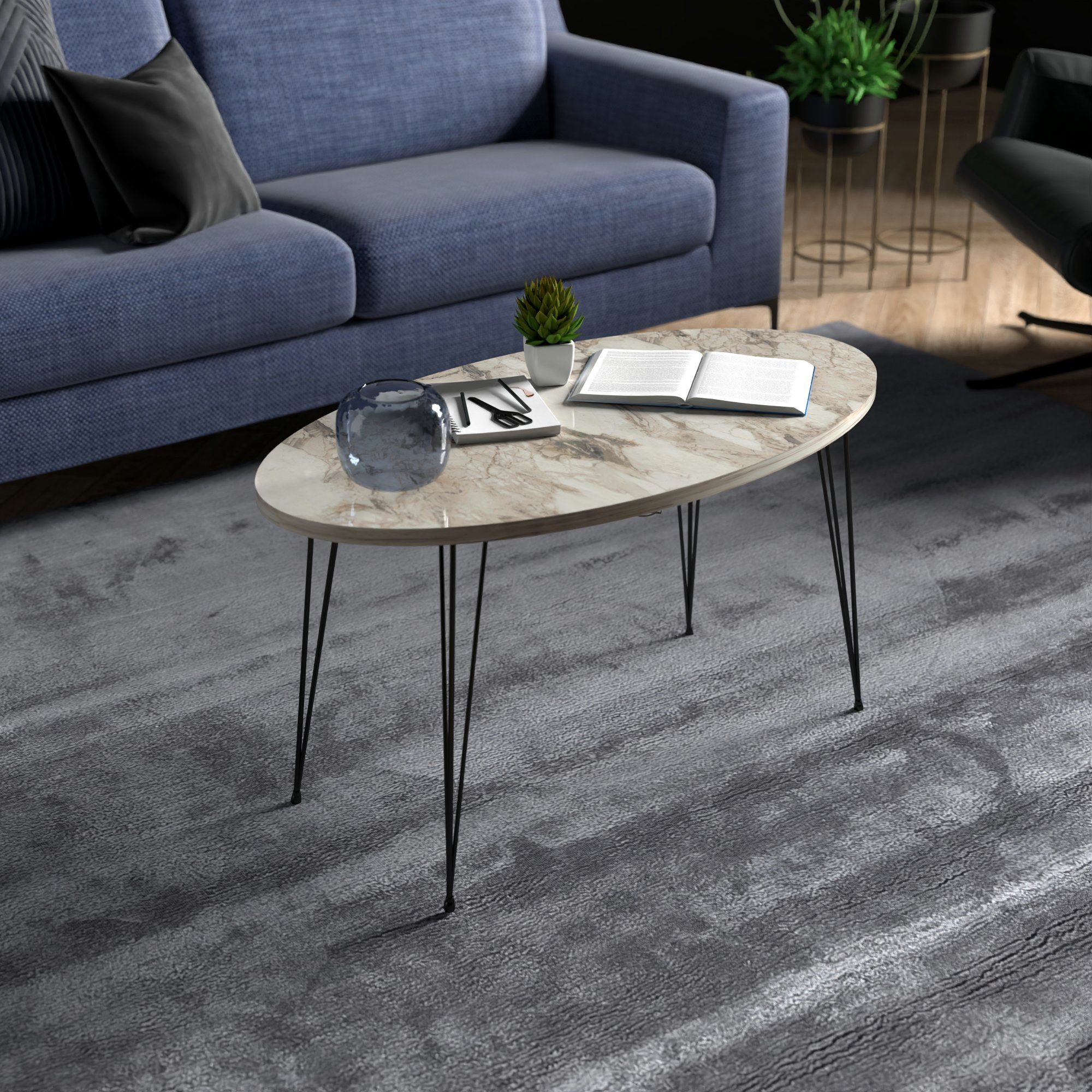 en.casa Couchtisch, »Skævinge« Sofatisch oval 43 günstig online kaufen