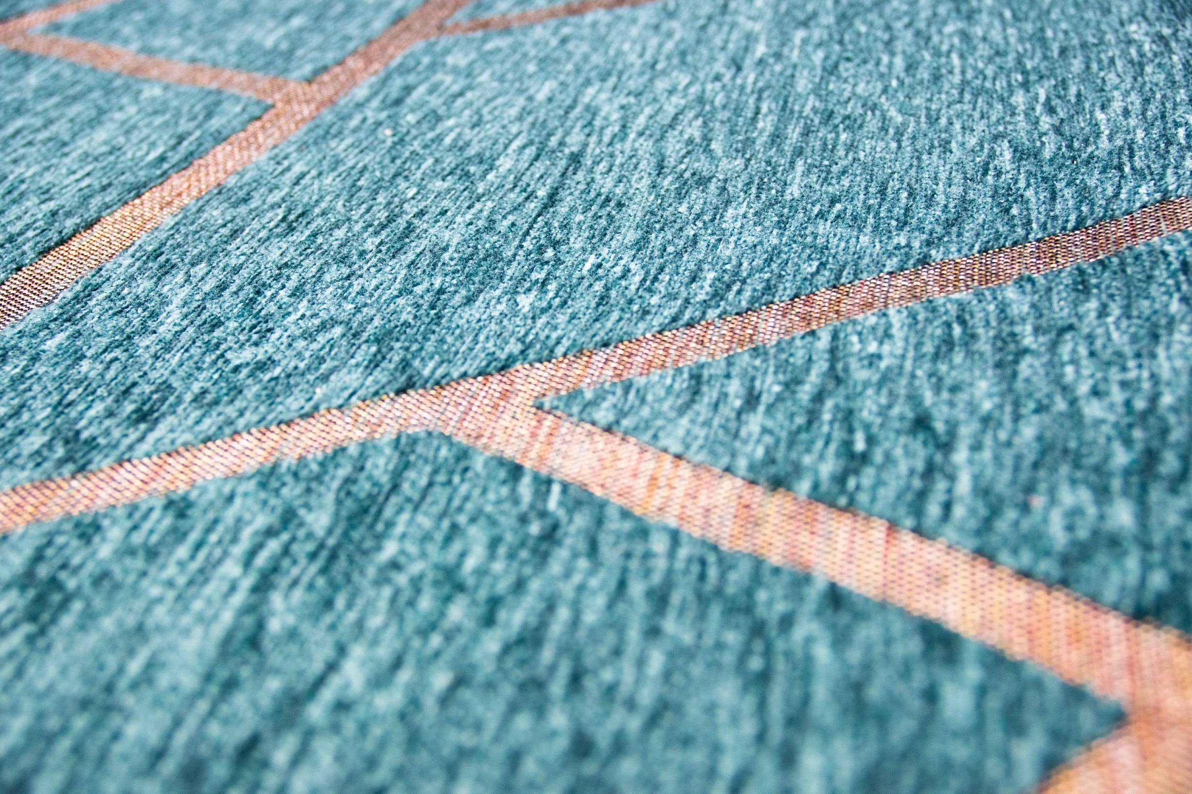 TeppichHome24 Teppich Wohnzimmer Teppich Muster in Türkis Bronze, rechtecki günstig online kaufen