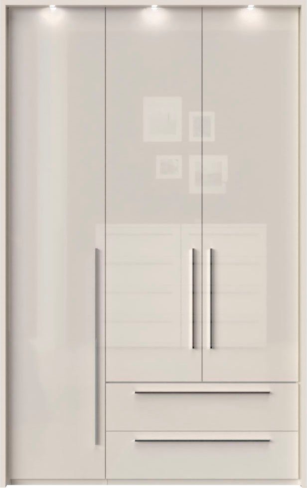 Drehtürenschrank Piano, inklusive Rahmen und Beleuchtung, soft-close-Funktion