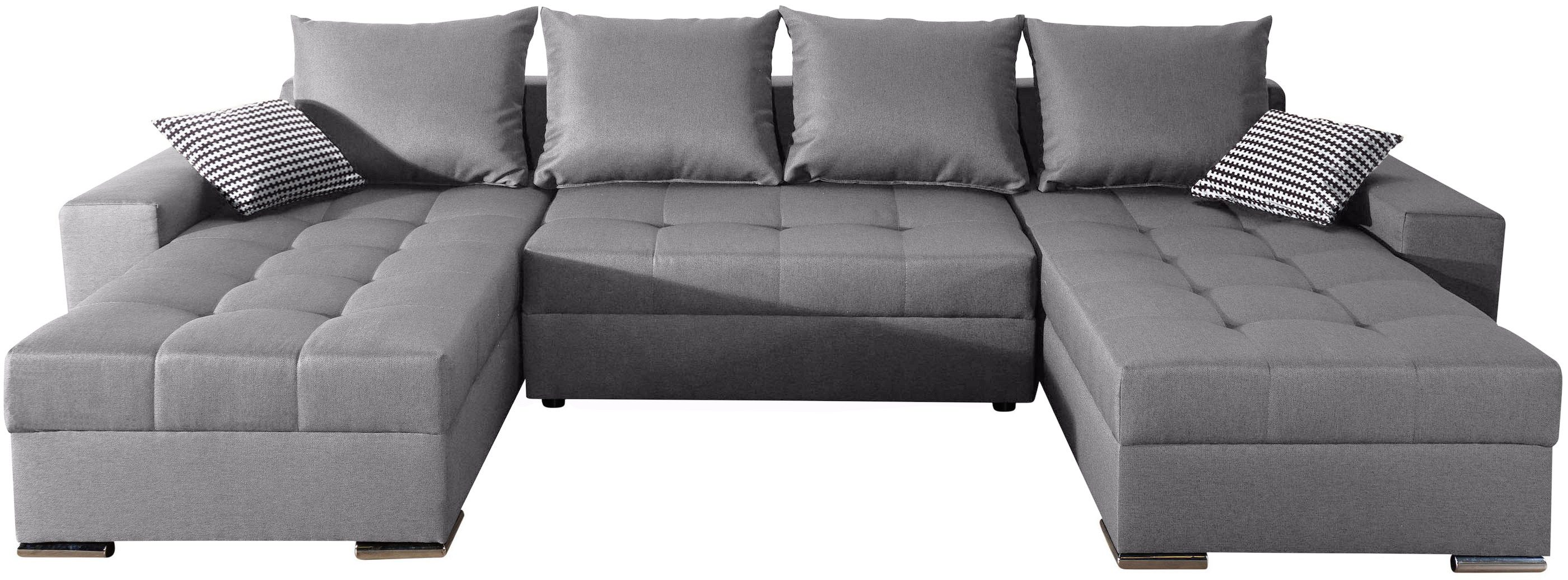 COLLECTION AB Wohnlandschaft Josy XL U-Form, Breite: 313 cm, Liegefl. 137x266 cm, Schlaffunktion, Bettkasten & 2 Zierkissen, Federkern