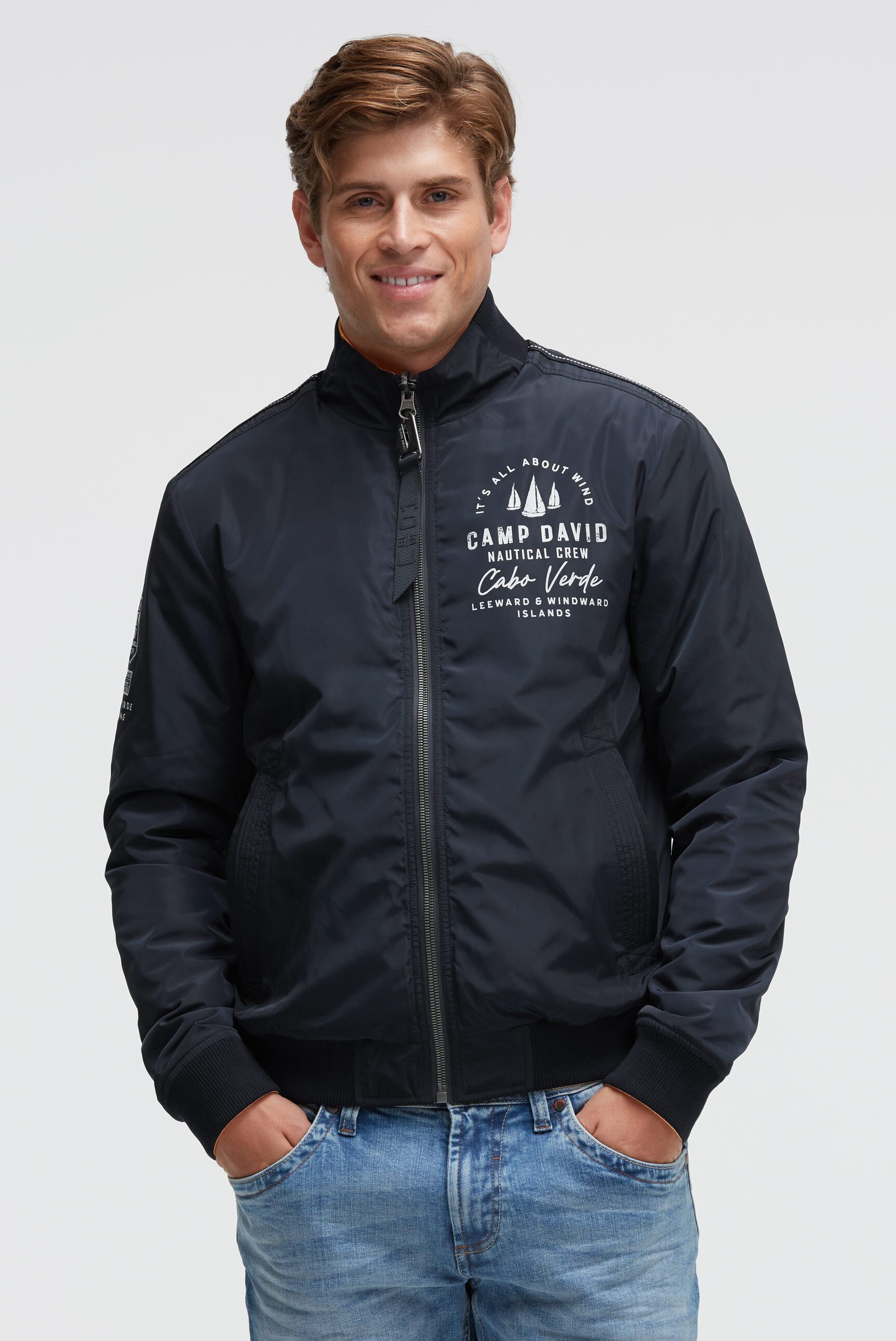 CAMP DAVID Wendejacke mit Rippbündchen im Ärmel