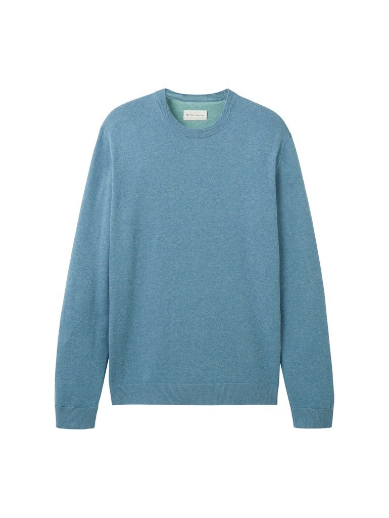TOM TAILOR Strickpullover basic crewneck knit blue water melange günstig online kaufen