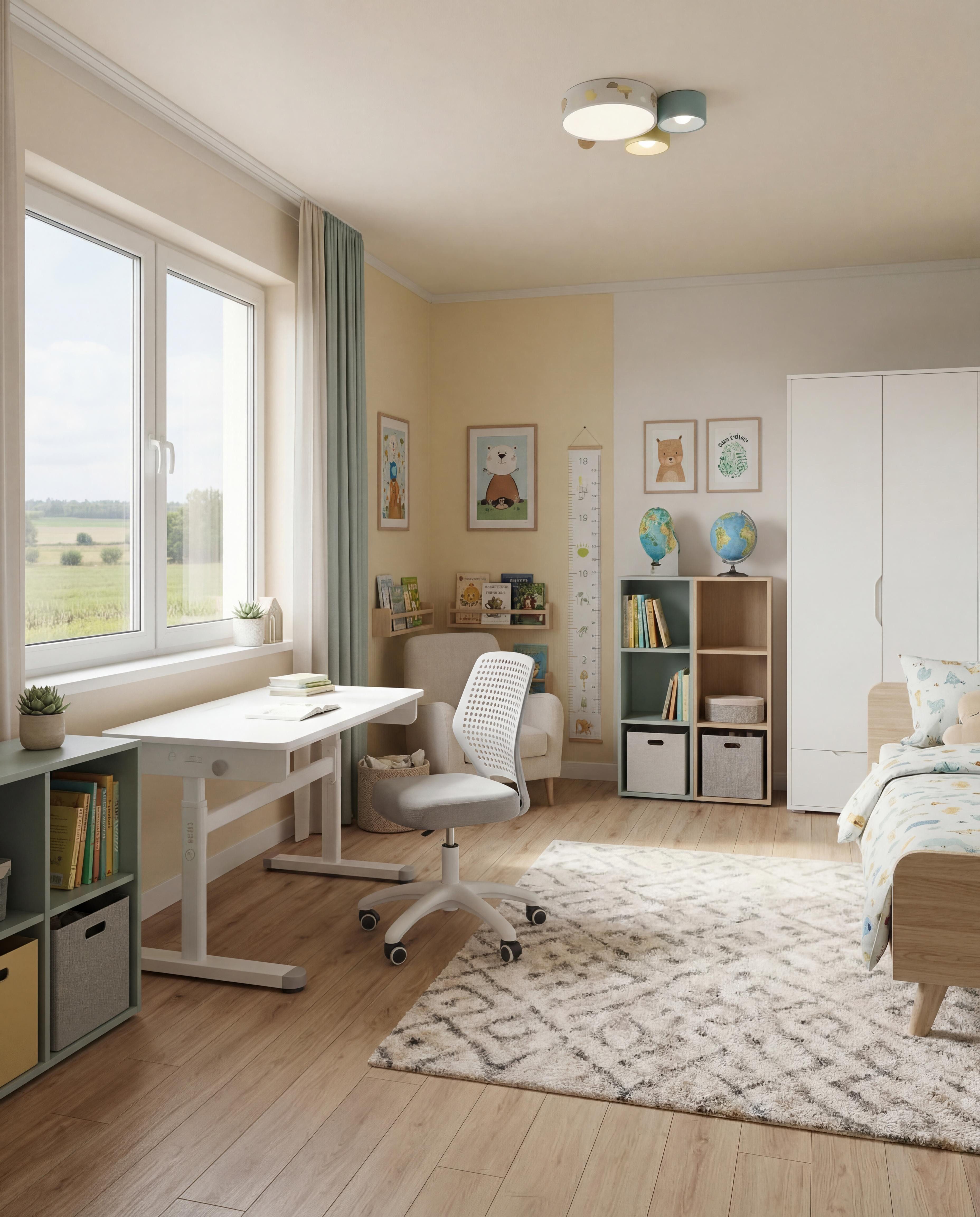 roba® Kinderschreibtisch Smart Grow - Schreibtisch für Kinder & Jugendliche - höhenverstellbar, ab 6 Jahren - abgerundete Ecken - stabil aus Metall & Holz - Weiß