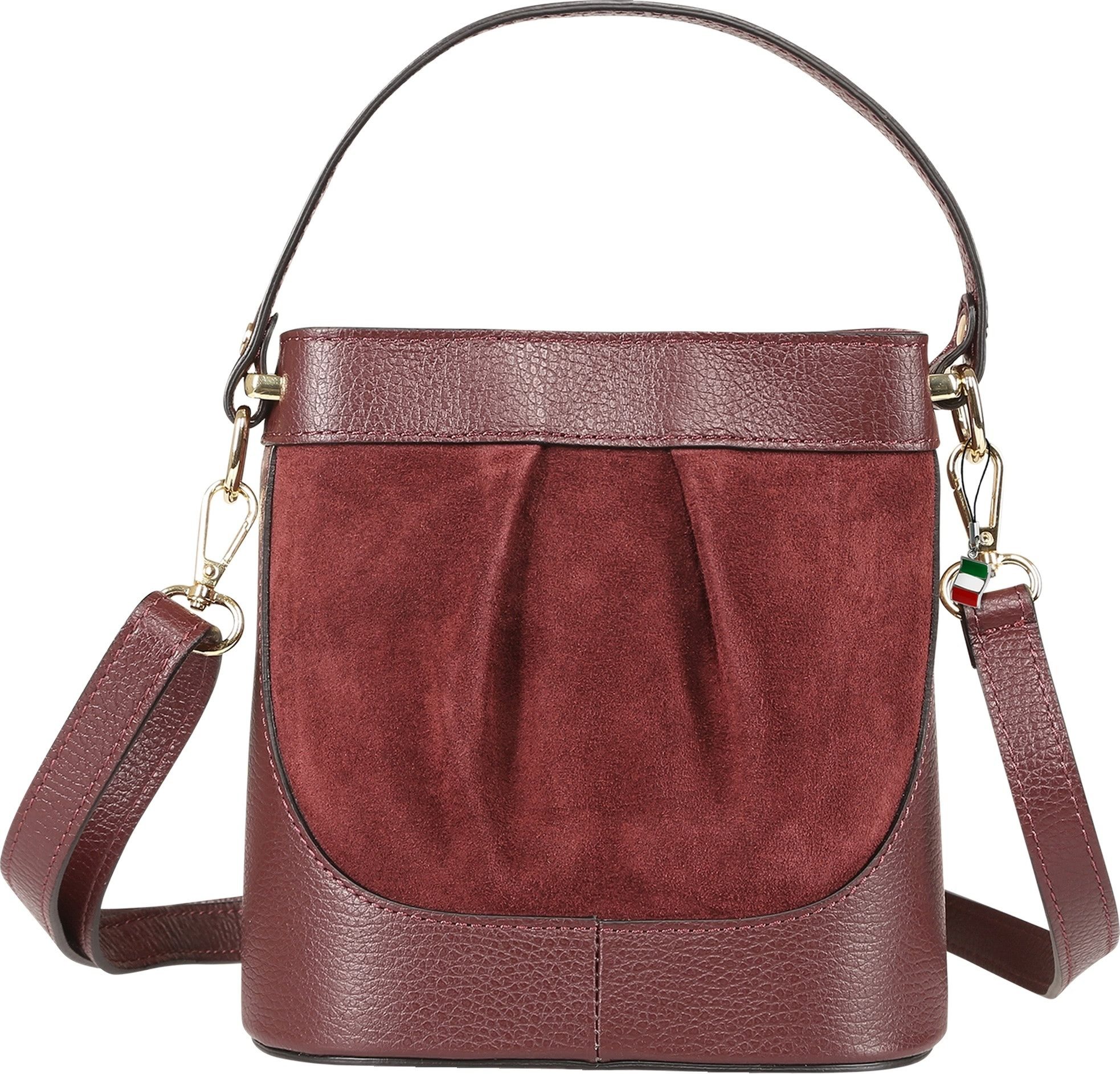 FLORENCE Umhängetasche Florence Damen Umhängetasche Leder Tasche (Umhängetasche), Damen Umhängetasche Leder, dunkelrot ca. 18,5cm hoch