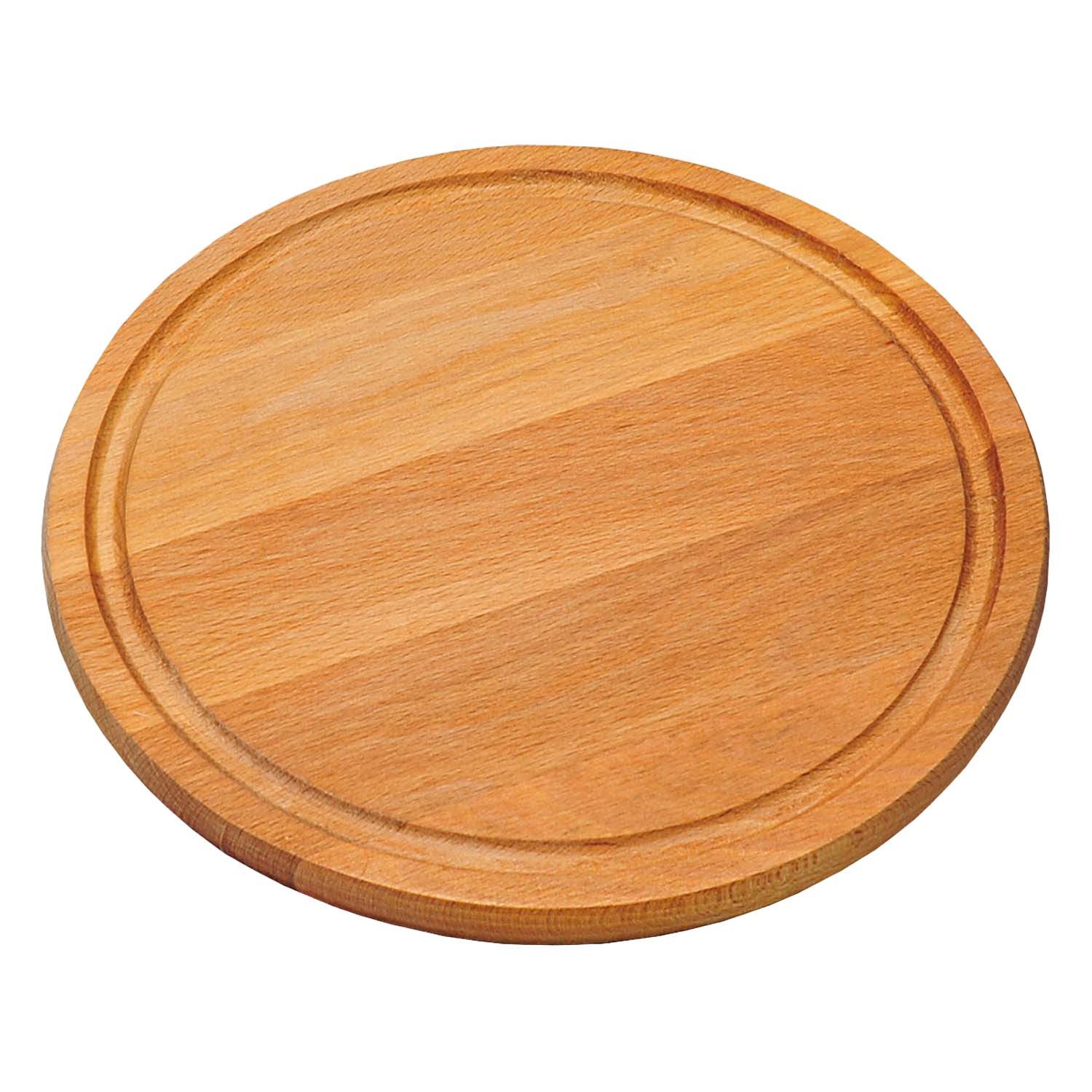 Kesper Servierbrett 6 Vesperteller mit Saftrille, Buche - Ø 25cm, Stärke 1,5cm, Holz, (6-St), mit umlaufender Saftrille