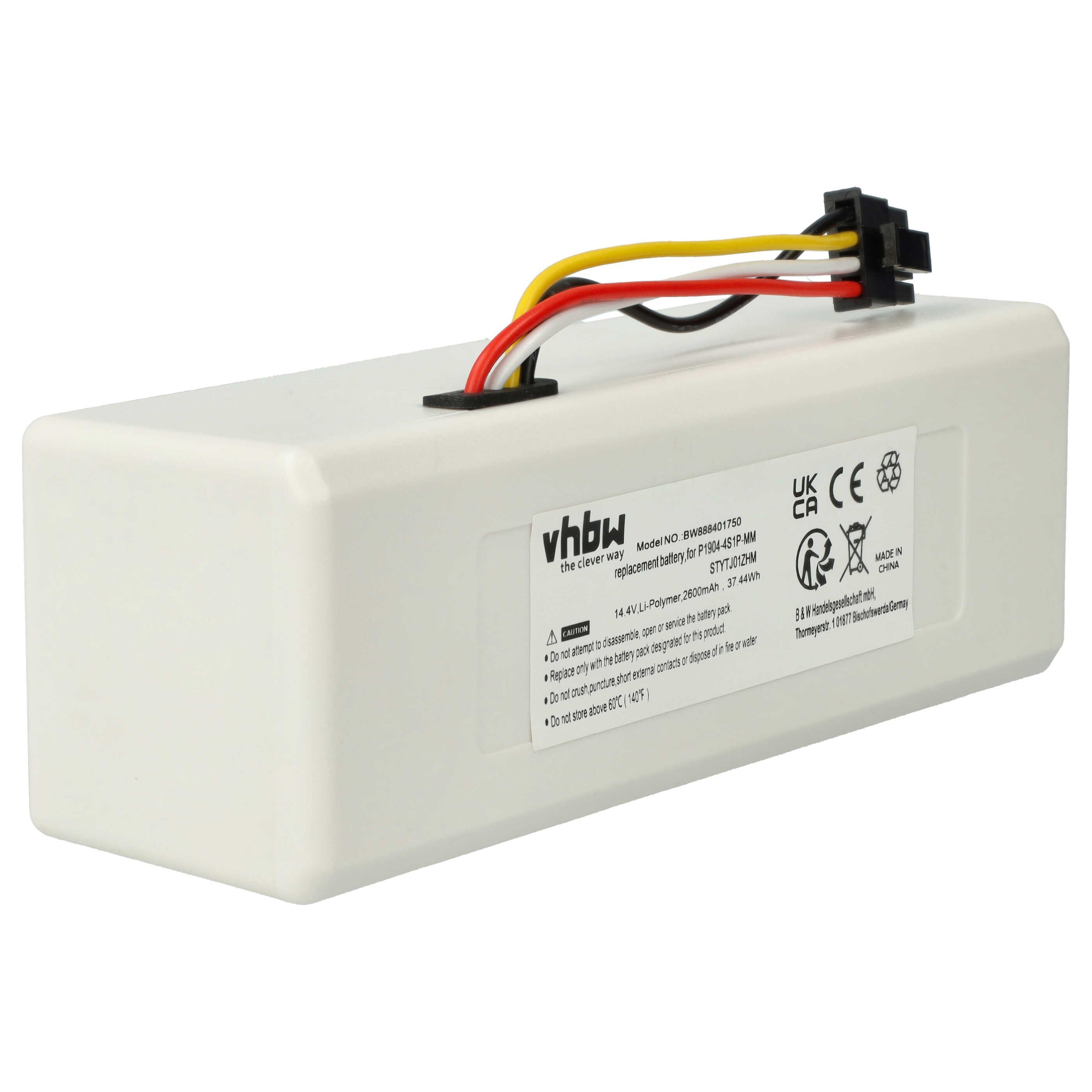 vhbw Akku passend für Xiaomi Dreame F9 RVS5-WH0, L20 Ultra Complete Staubsauger-Akku Akku Li-Ion 2600 mAh (14,4 V, 1 St), Leistungsfähiger Austausch-Akku für Ihren Saugroboter