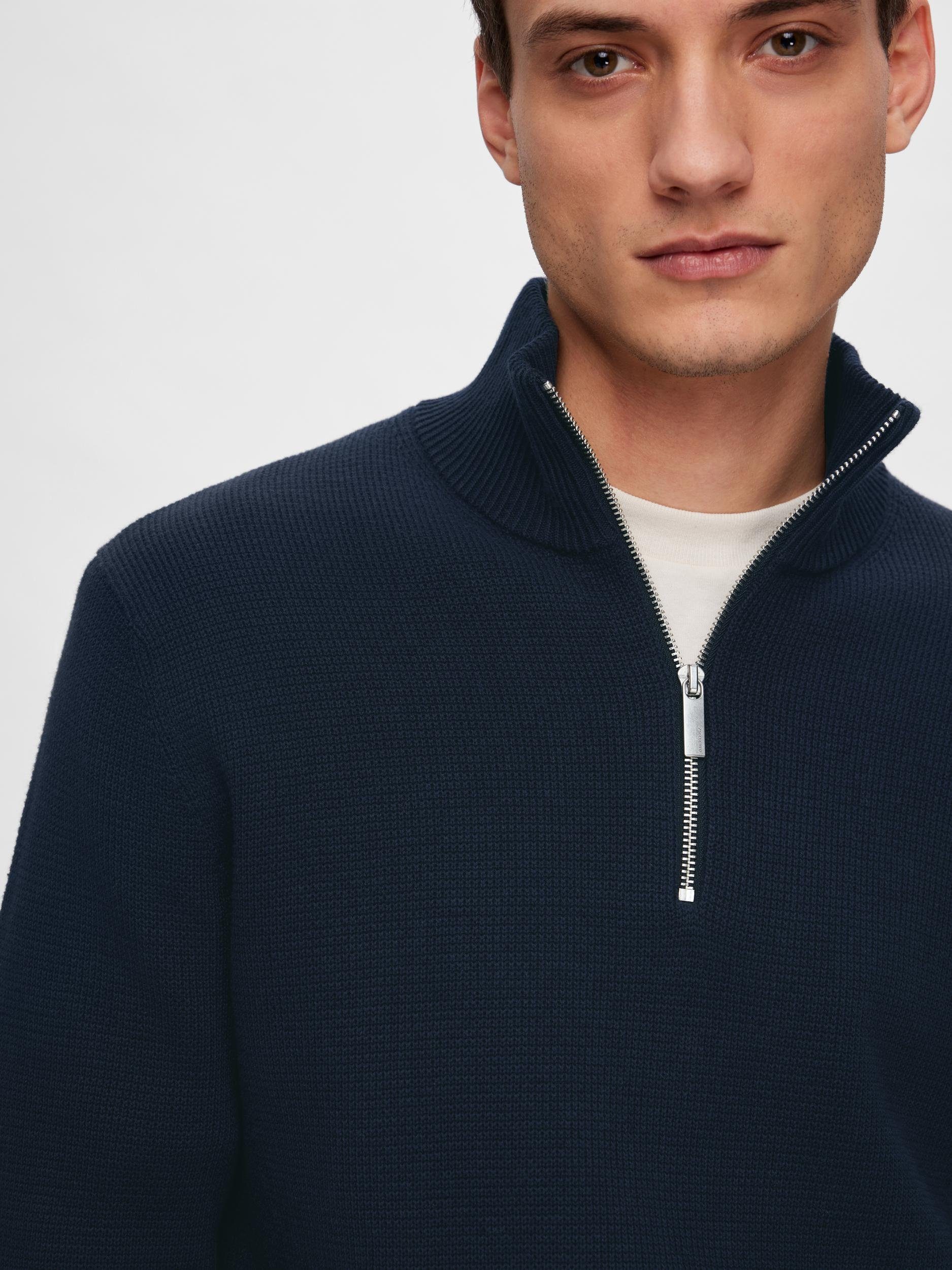 Selected Troyer SLHDANE LS KNIT STRUCTURE HALF ZIP NOOS Baumwolle, regular fit