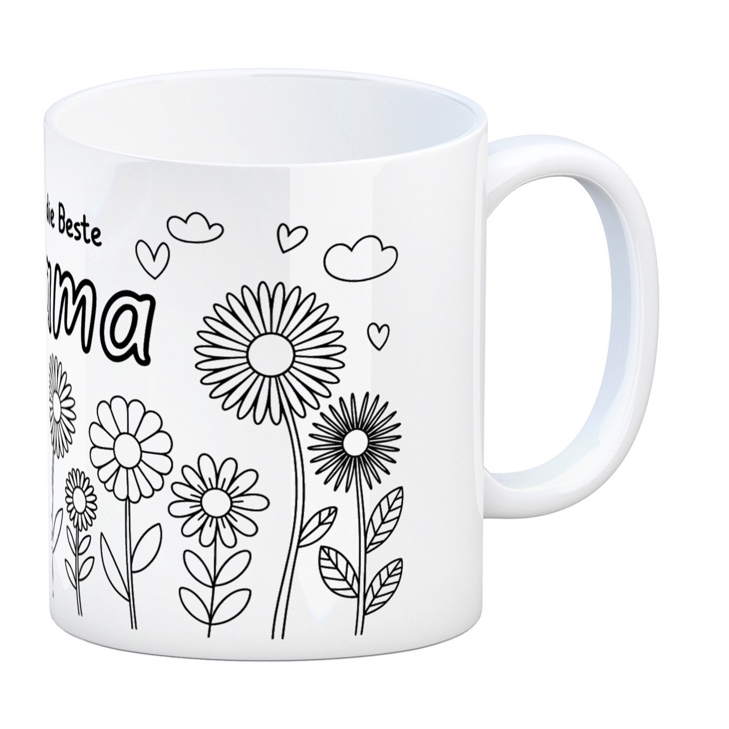 speecheese Tasse Für die Beste Mama Blumen Kaffeebecher zum Ausmalen