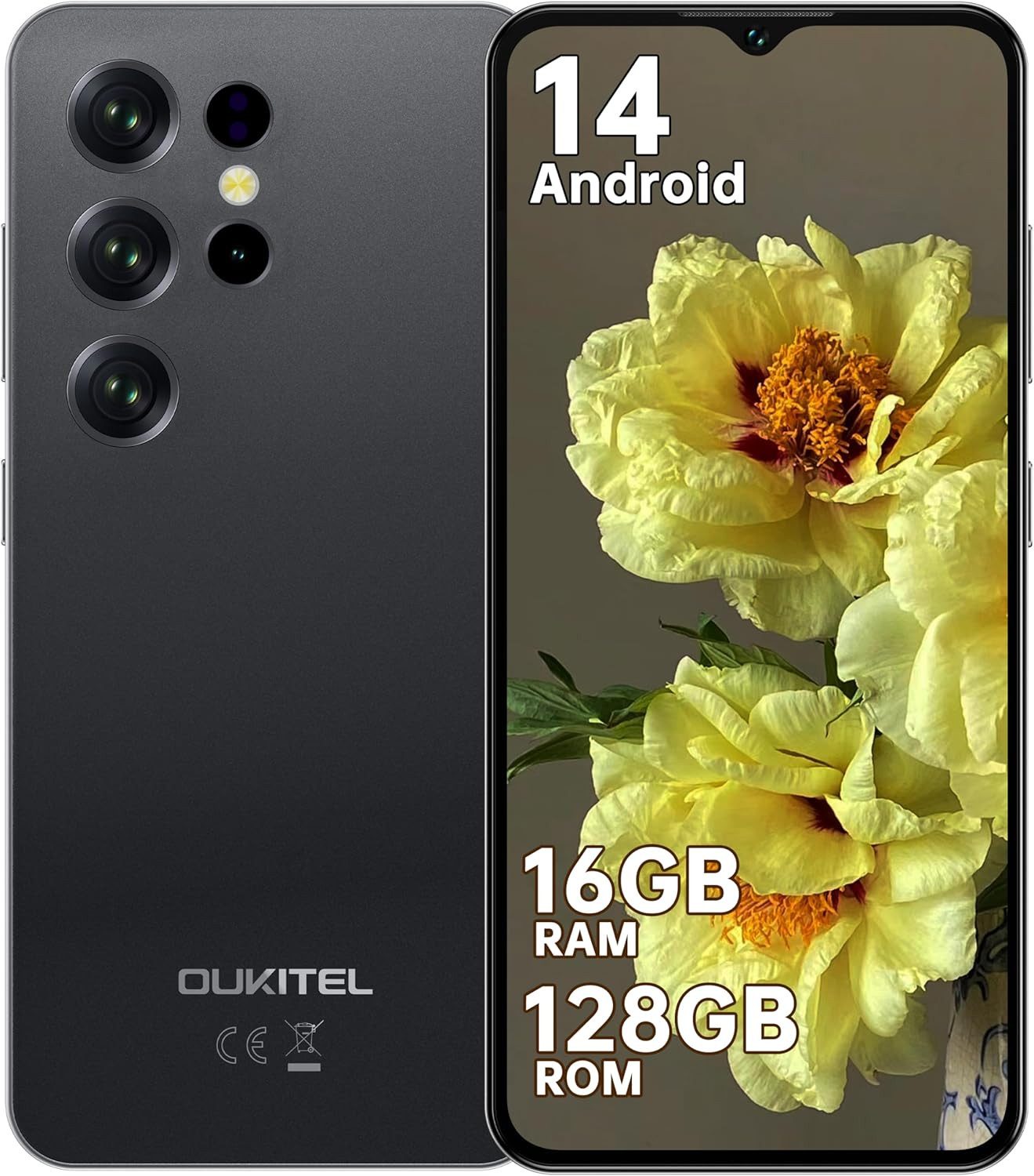 OUKITEL C2 Handy Ohne Vertrag Android 14 Smartphone (16,56 cm/6.52 Zoll, 128 GB Speicherplatz, 13 MP Kamera, 5000mAh, 16GB RAM 128GB ROM, 6,52'' Display, GPS, 4G Dual SIM)
